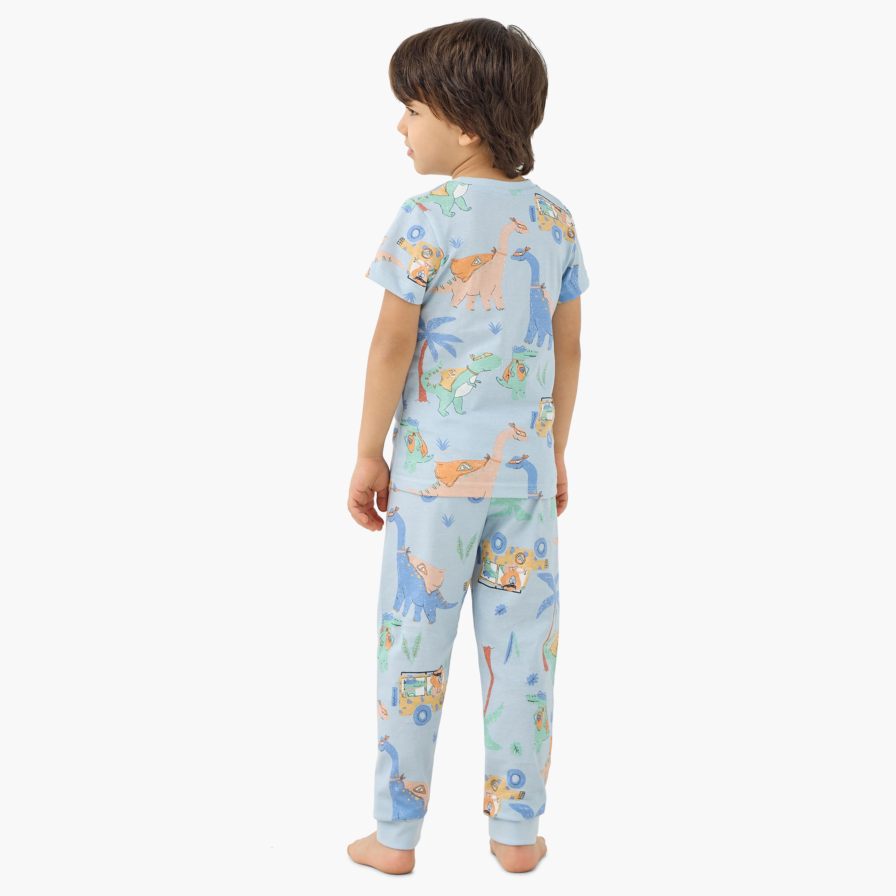 تيشيرتات بطبعات ديناصورات مع بنطلونات بيجاما - مجموعة من طقمين-boys-clothing-nightwear-image-5