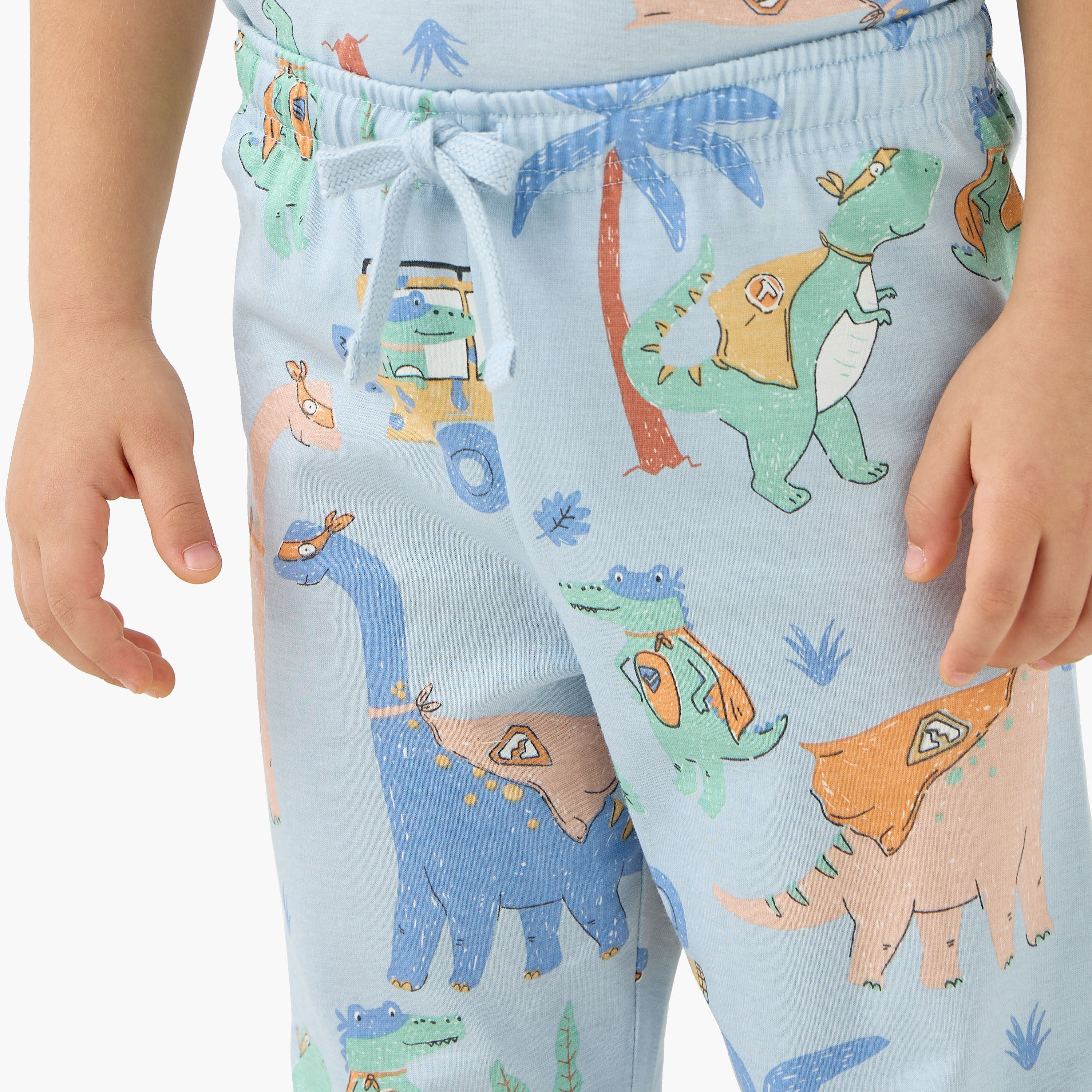 تيشيرتات بطبعات ديناصورات مع بنطلونات بيجاما - مجموعة من طقمين-boys-clothing-nightwear-image-7