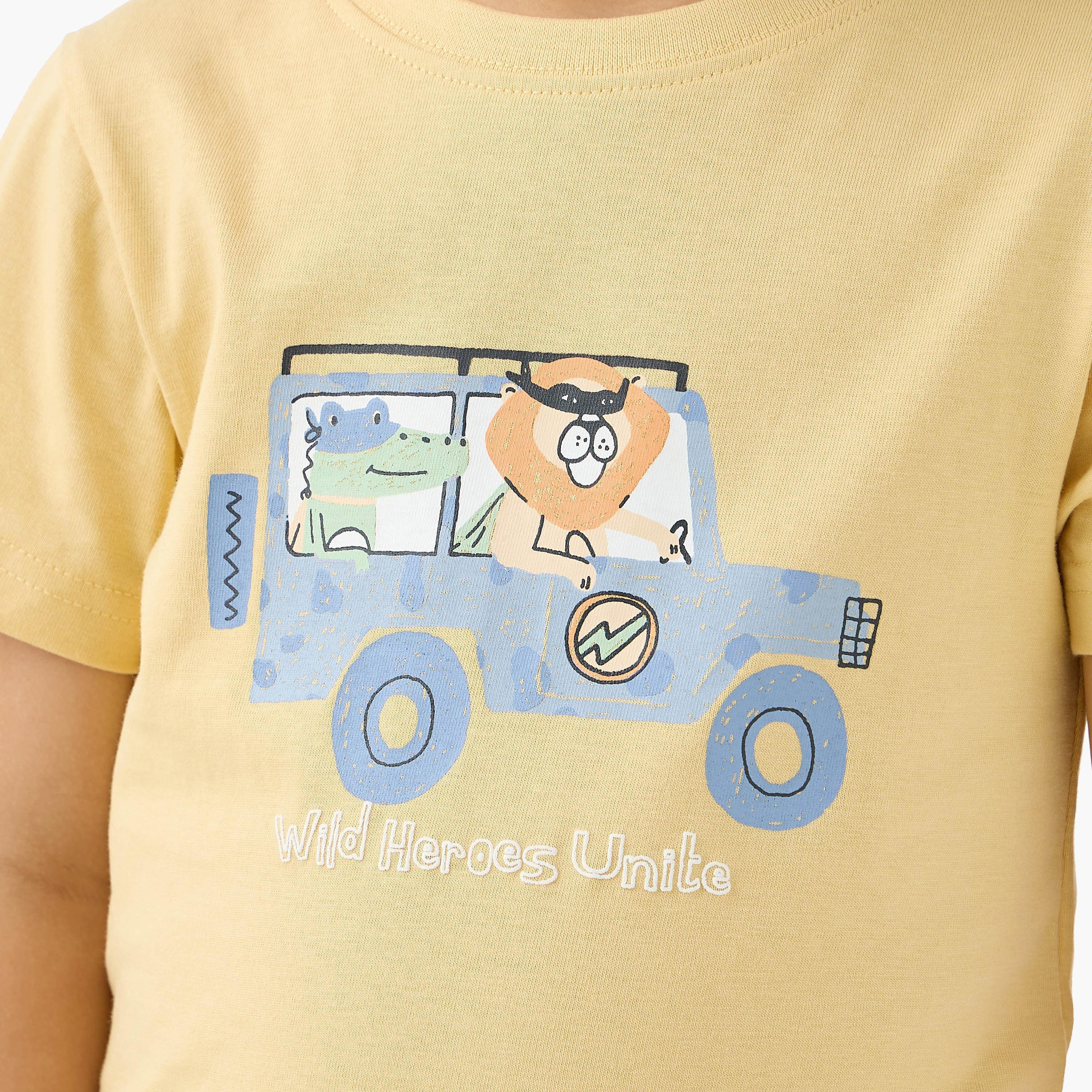 تيشيرتات بطبعات ديناصورات مع بنطلونات بيجاما - مجموعة من طقمين-boys-clothing-nightwear-image-8