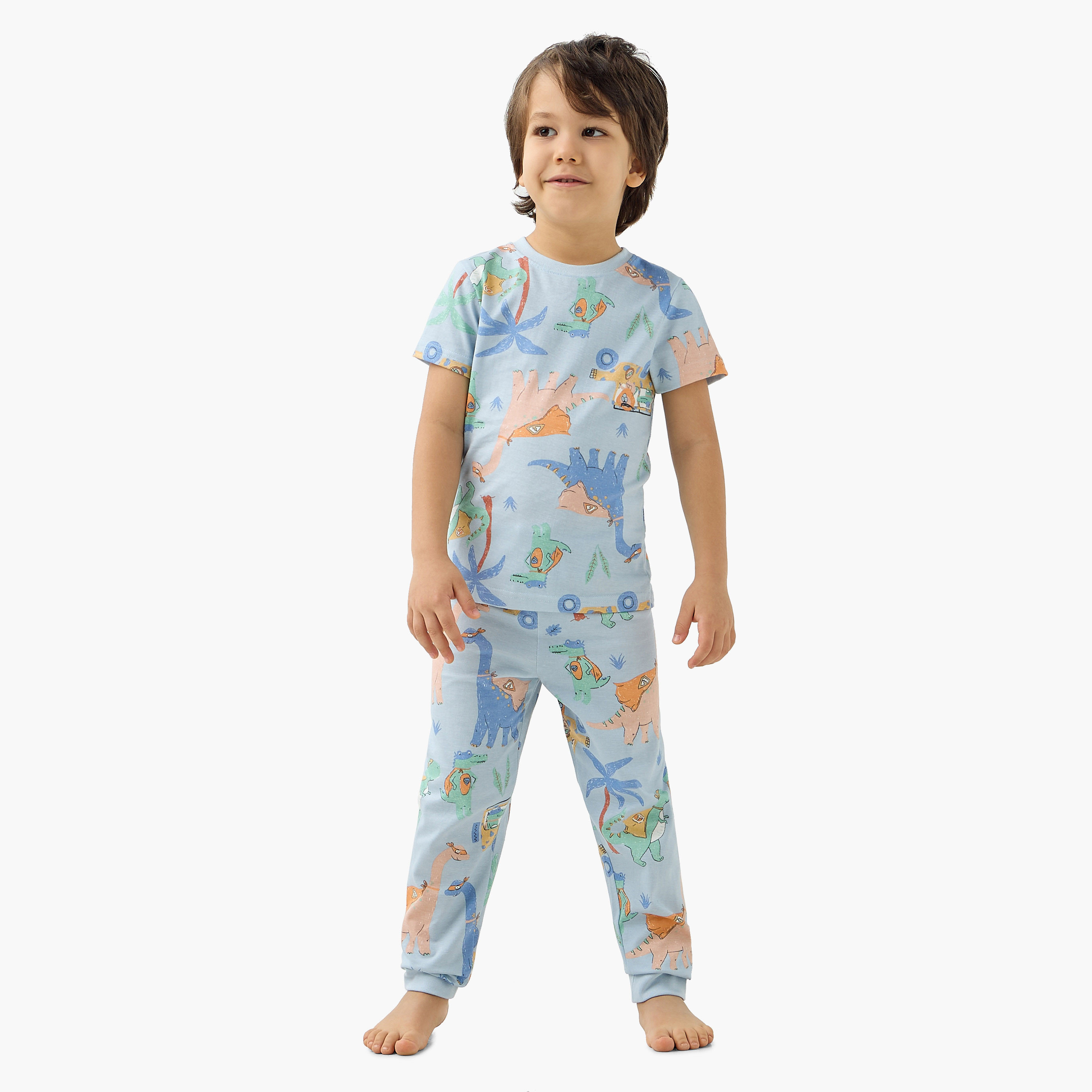 تيشيرتات بطبعات ديناصورات مع بنطلونات بيجاما - مجموعة من طقمين-boys-clothing-nightwear-image-9