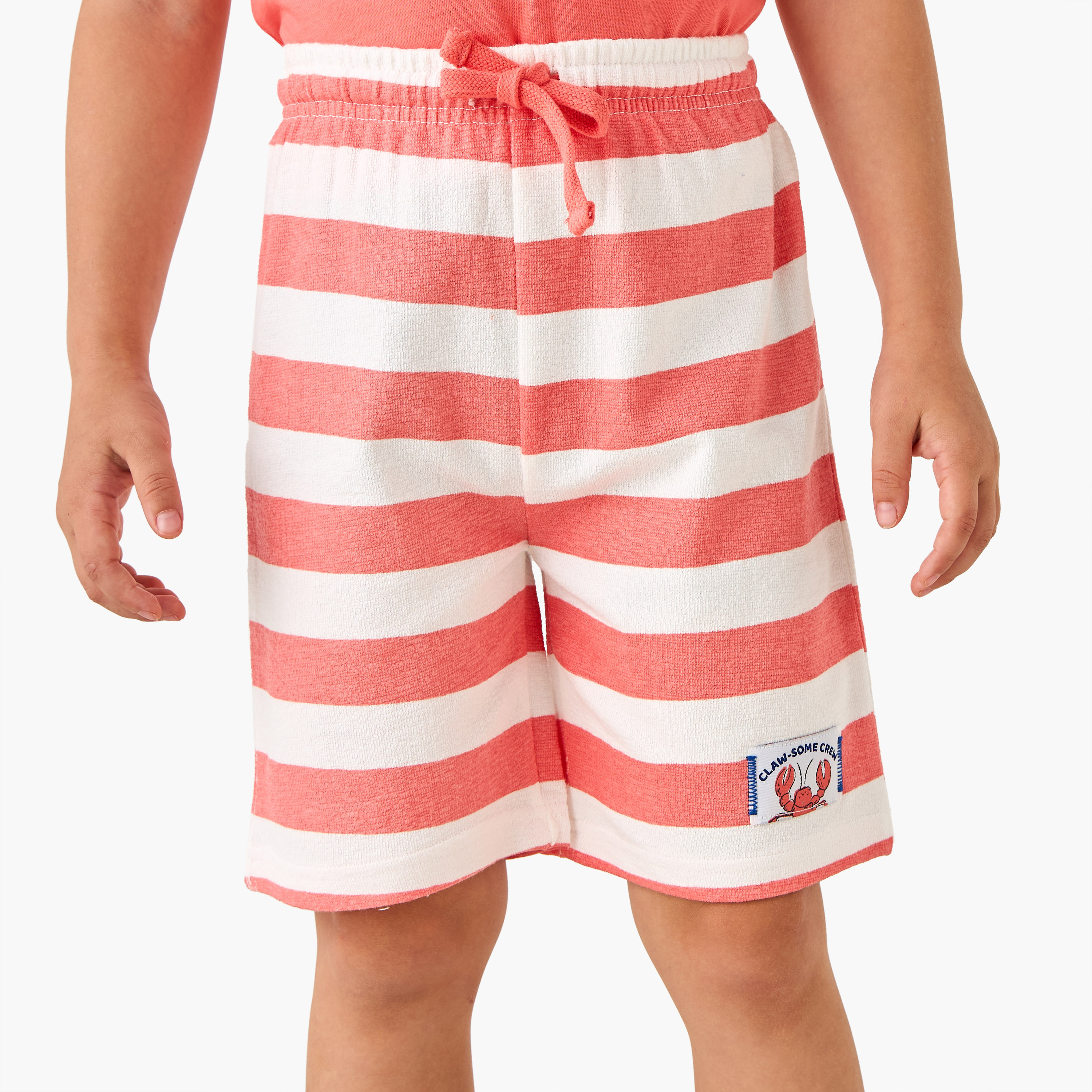 Juniors Lobster Print T-shirt and Striped Shorts Set-boys-clothing-nightwear-image-3