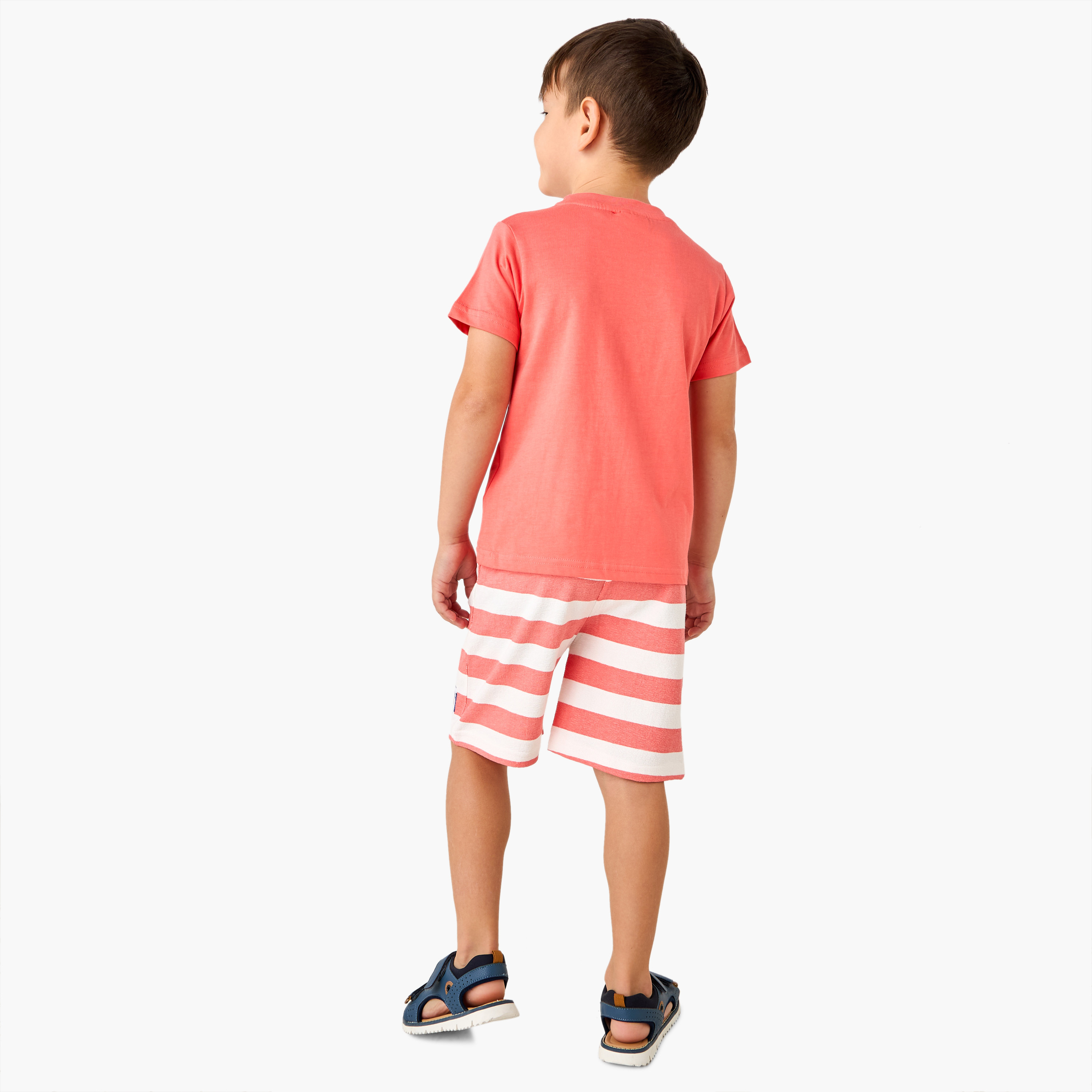 Juniors Lobster Print T-shirt and Striped Shorts Set-boys-clothing-nightwear-image-4