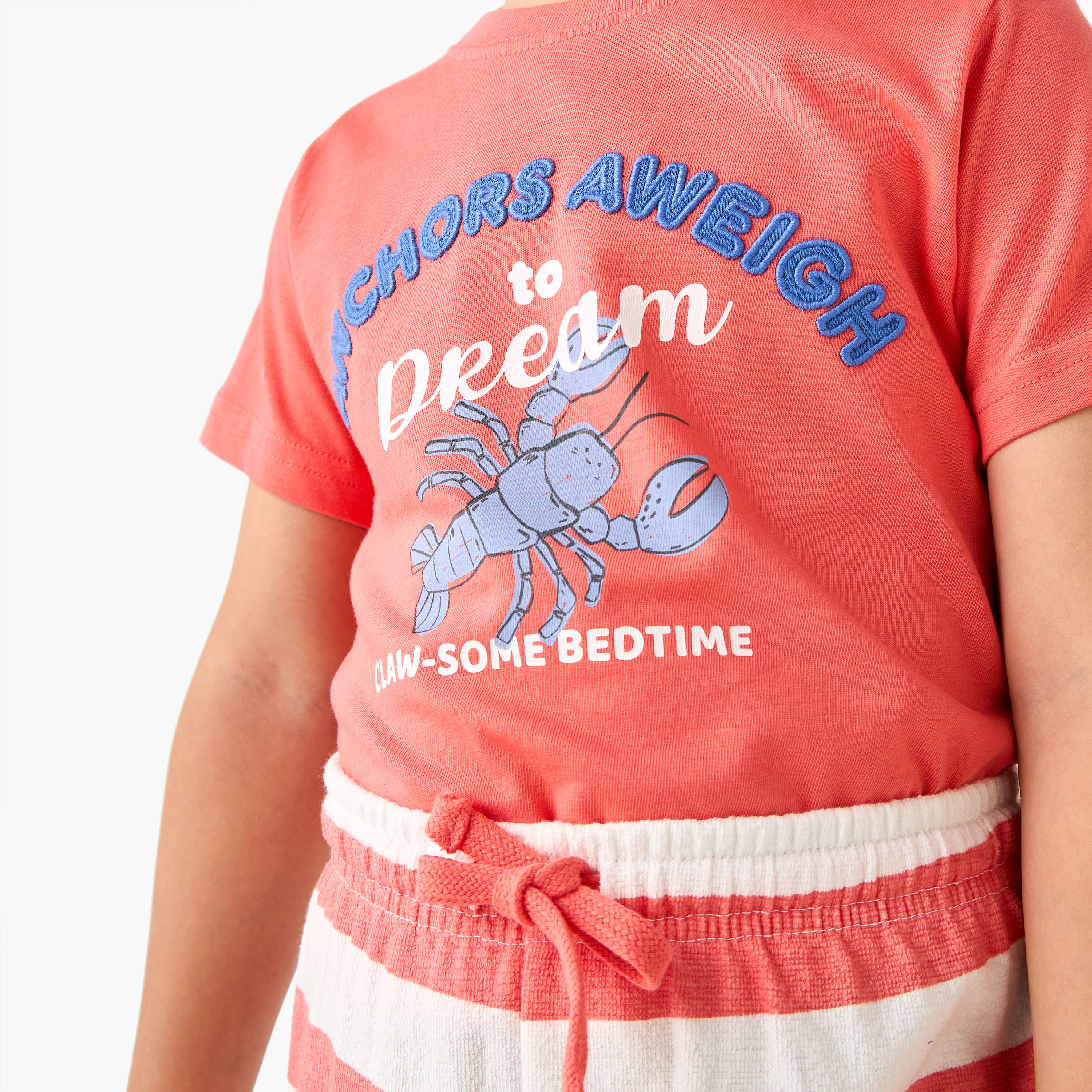Juniors Lobster Print T-shirt and Striped Shorts Set-boys-clothing-nightwear-image-5