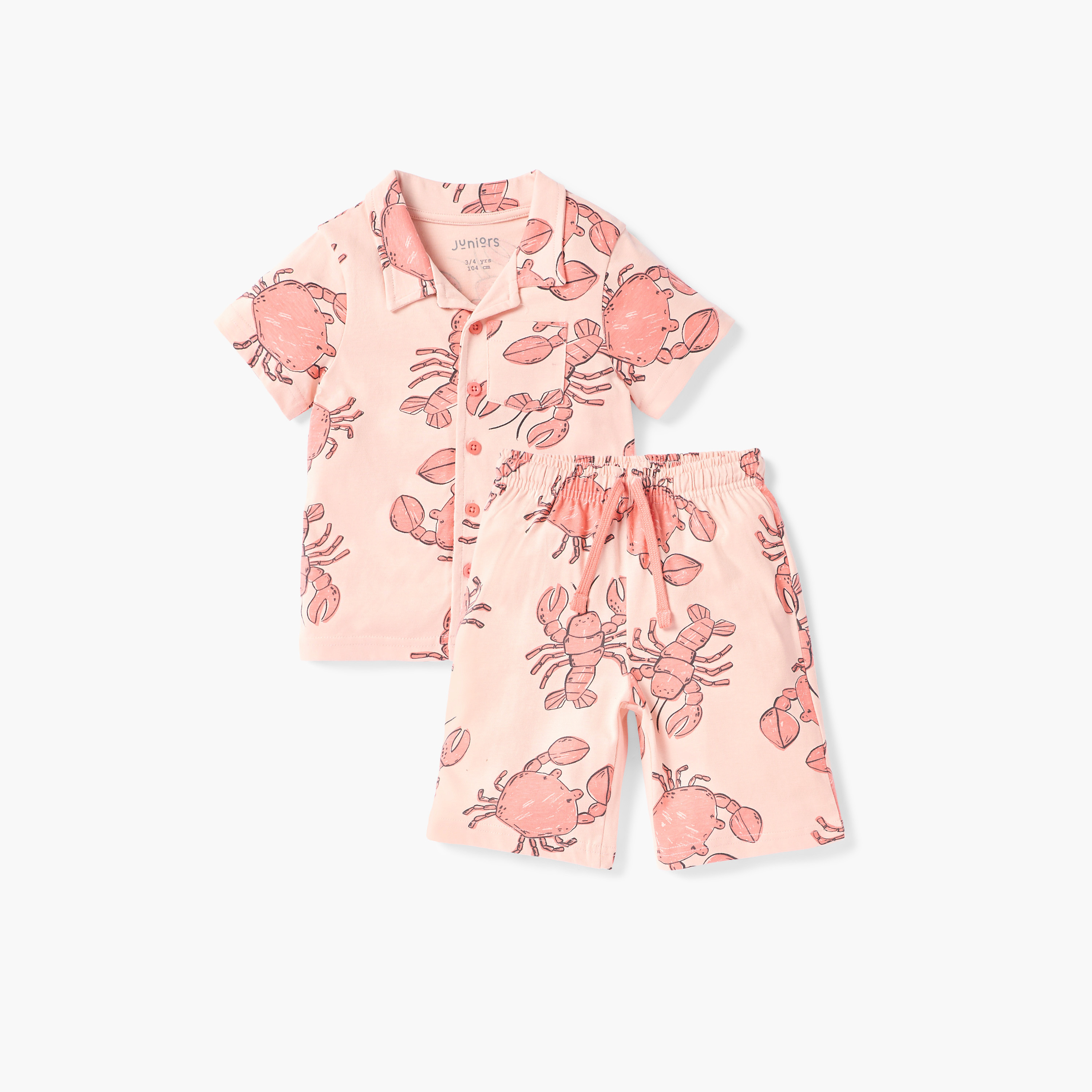 Juniors Crab Print Shirt and Shorts Set-boys-clothing-nightwear-image-1