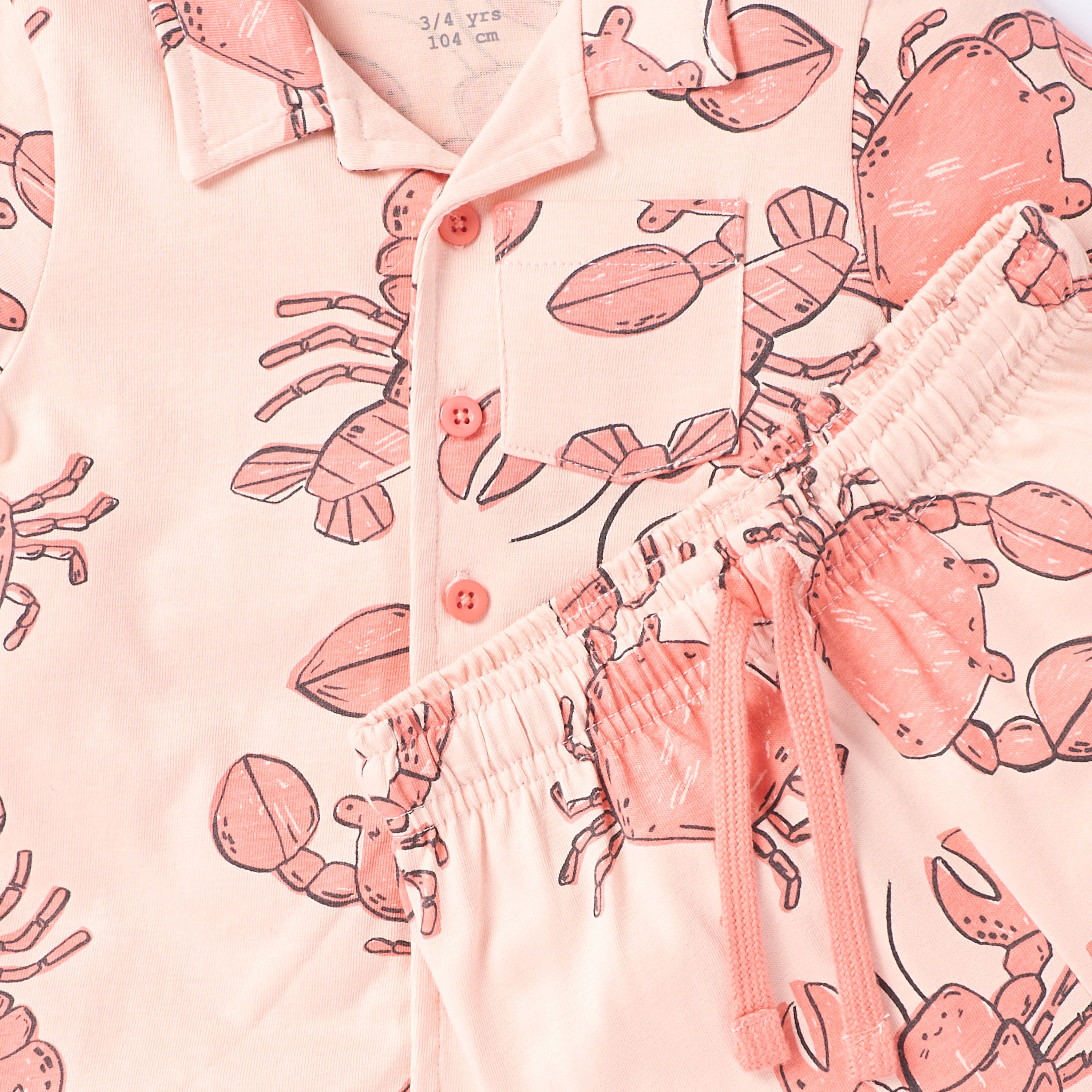 Juniors Crab Print Shirt and Shorts Set-boys-clothing-nightwear-image-4