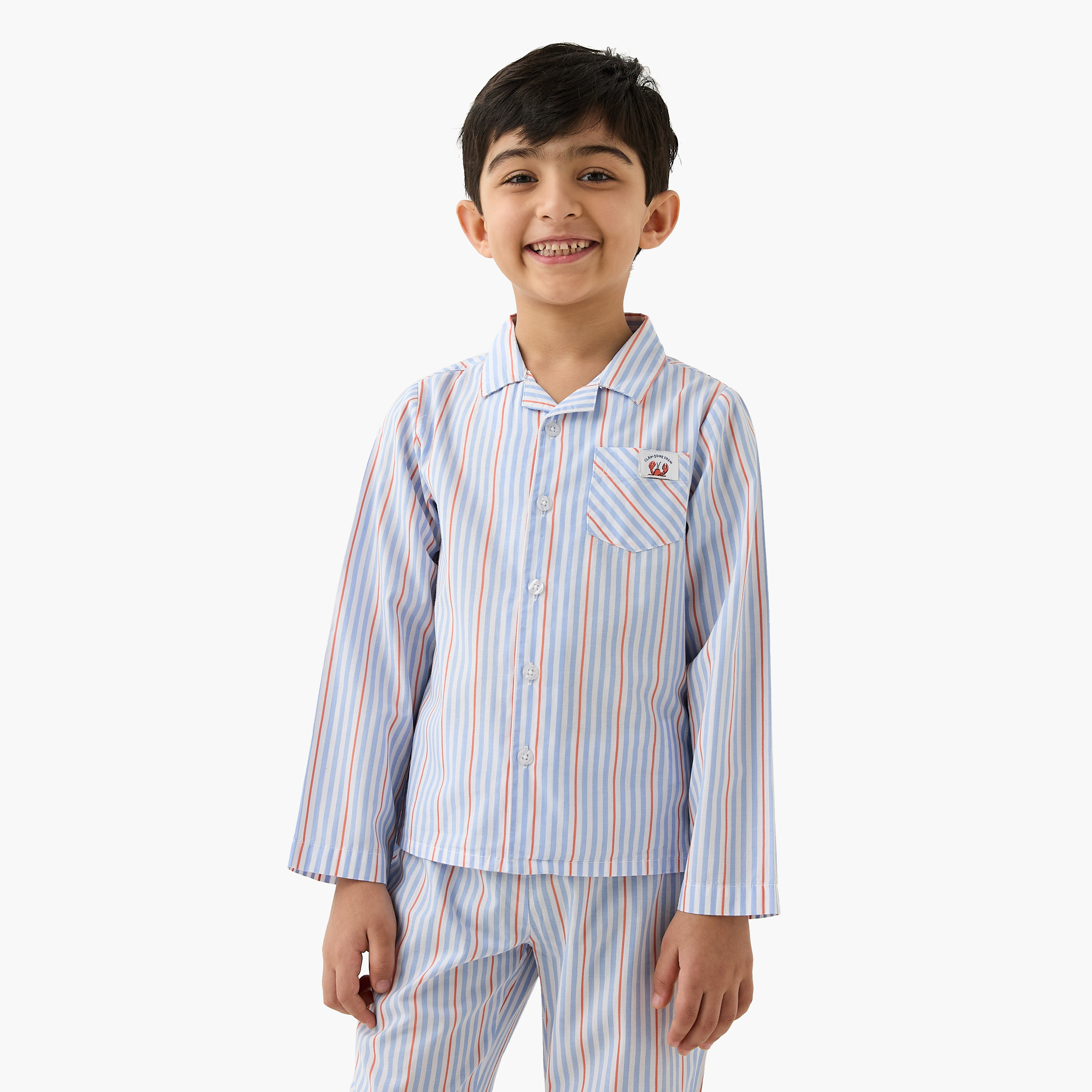 Juniors Striped Shirt and Pyjama Set-boys-clothing-nightwear-image-2