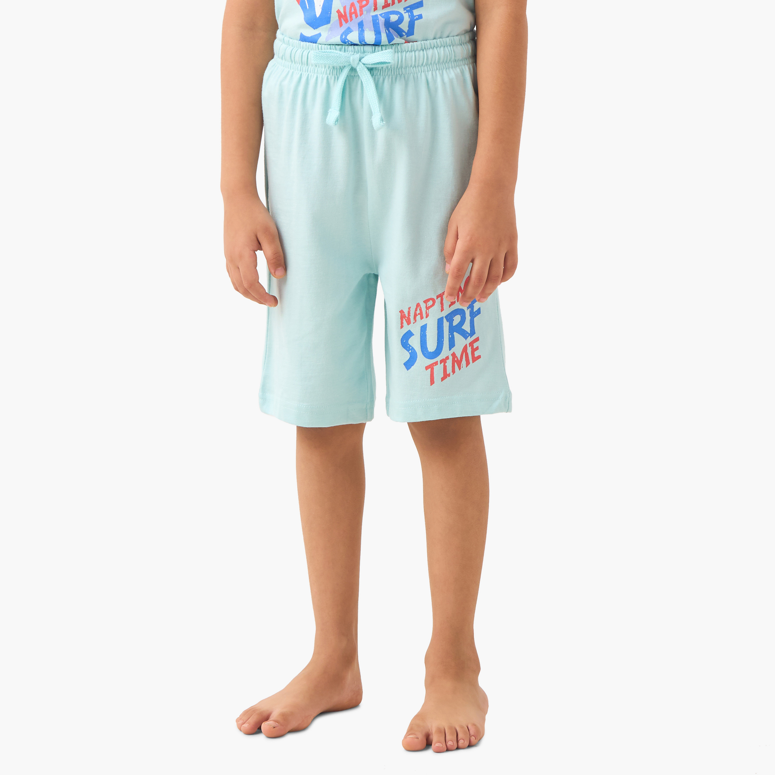Pack of 2 Juniors Printed T-shirt and Shorts Set-boys-clothing-nightwear-image-3