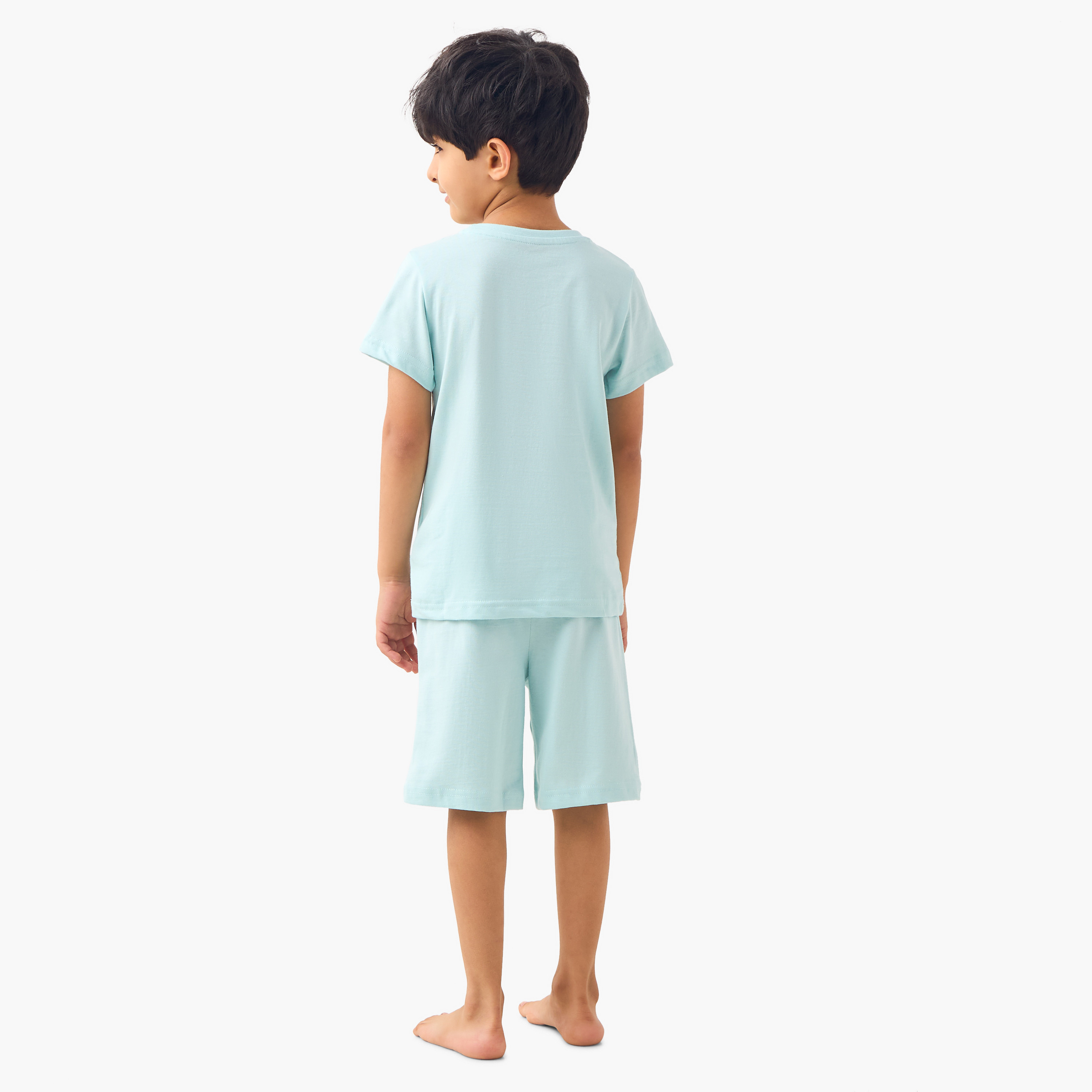 Pack of 2 Juniors Printed T-shirt and Shorts Set-boys-clothing-nightwear-image-4