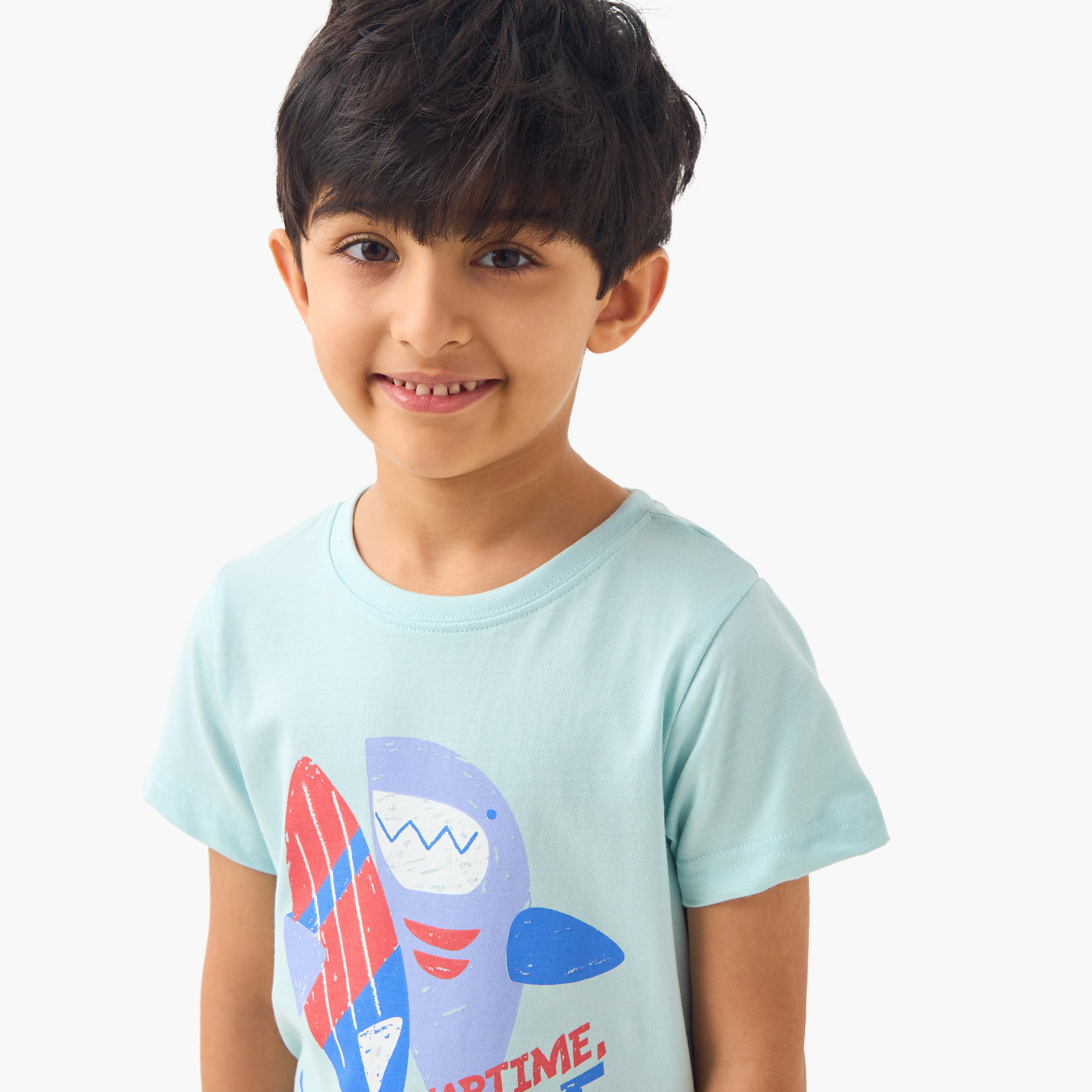 Pack of 2 Juniors Printed T-shirt and Shorts Set-boys-clothing-nightwear-image-5