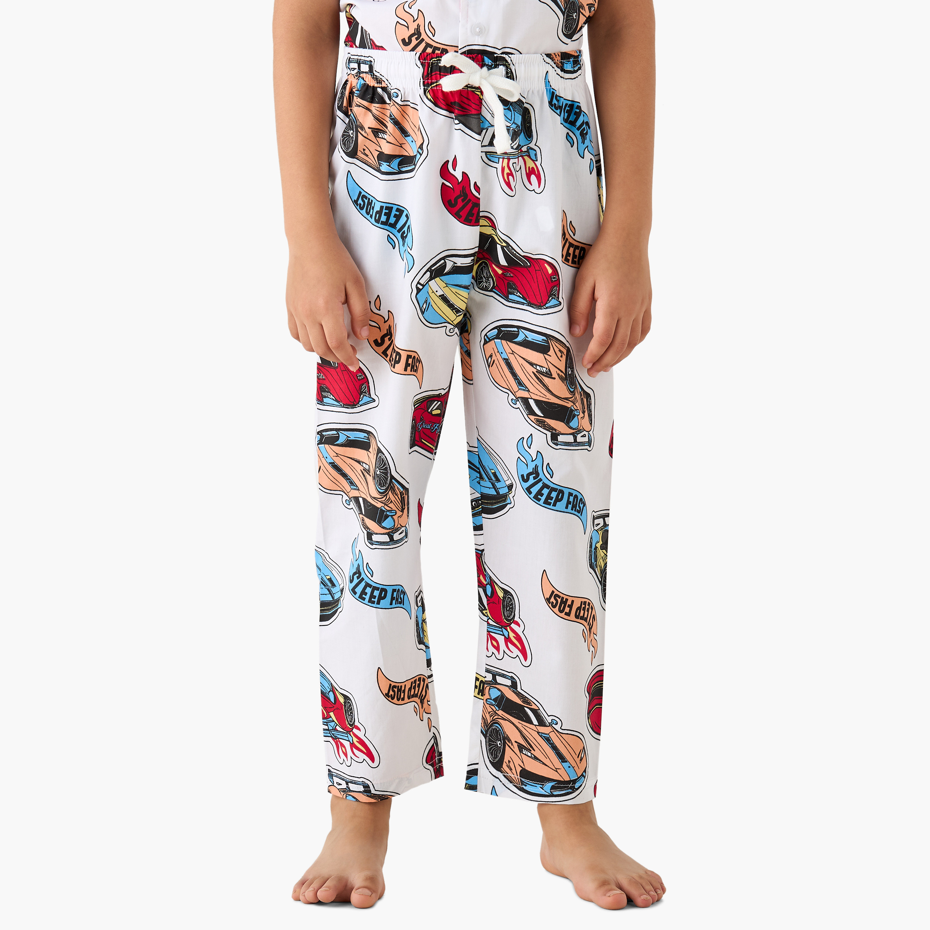 Juniors Racer Print Shirt and Pyjama Set-boys-clothing-nightwear-image-3