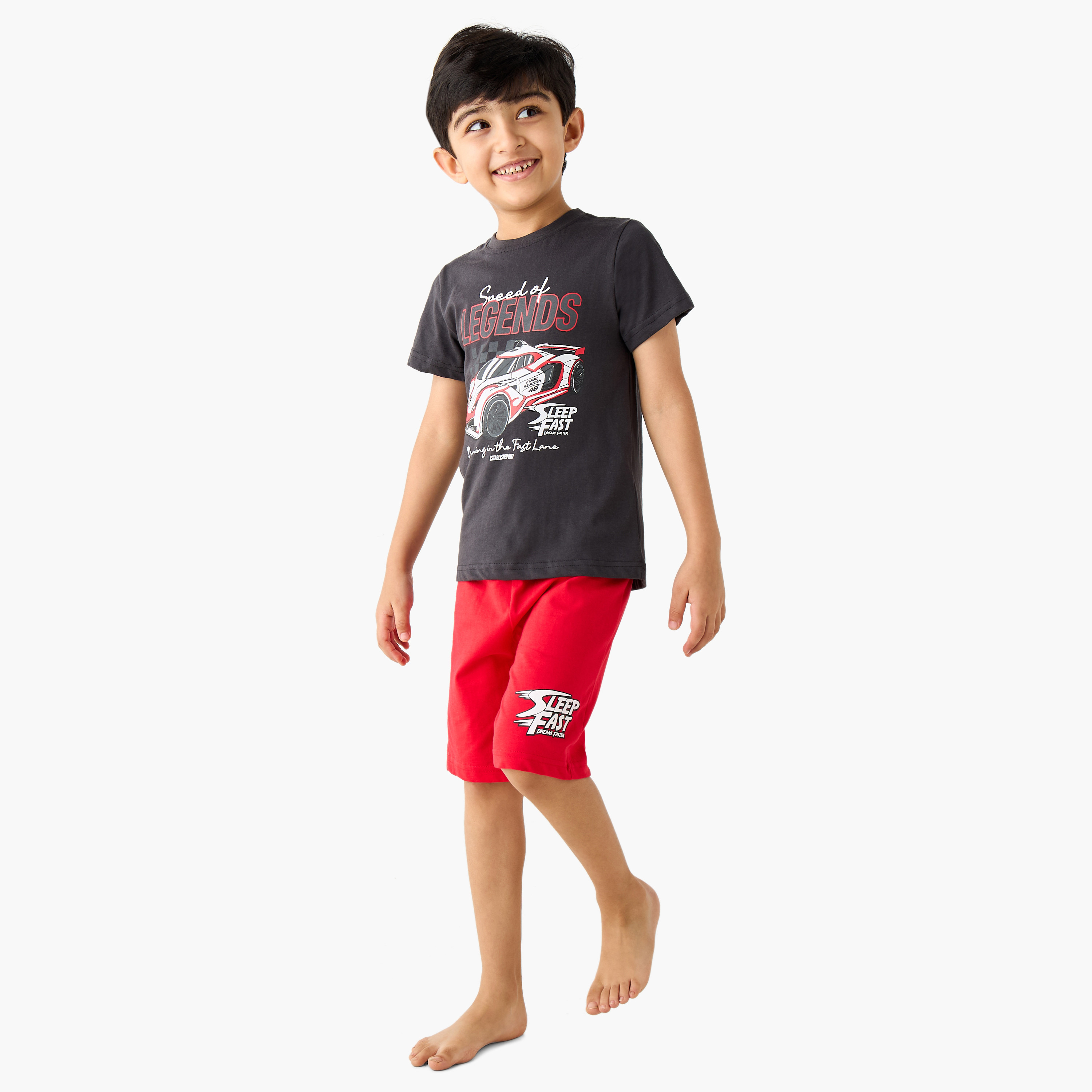 Juniors 4-Piece Printed T-shirts with Shorts and Pyjamas Set-boys-clothing-nightwear-image-3