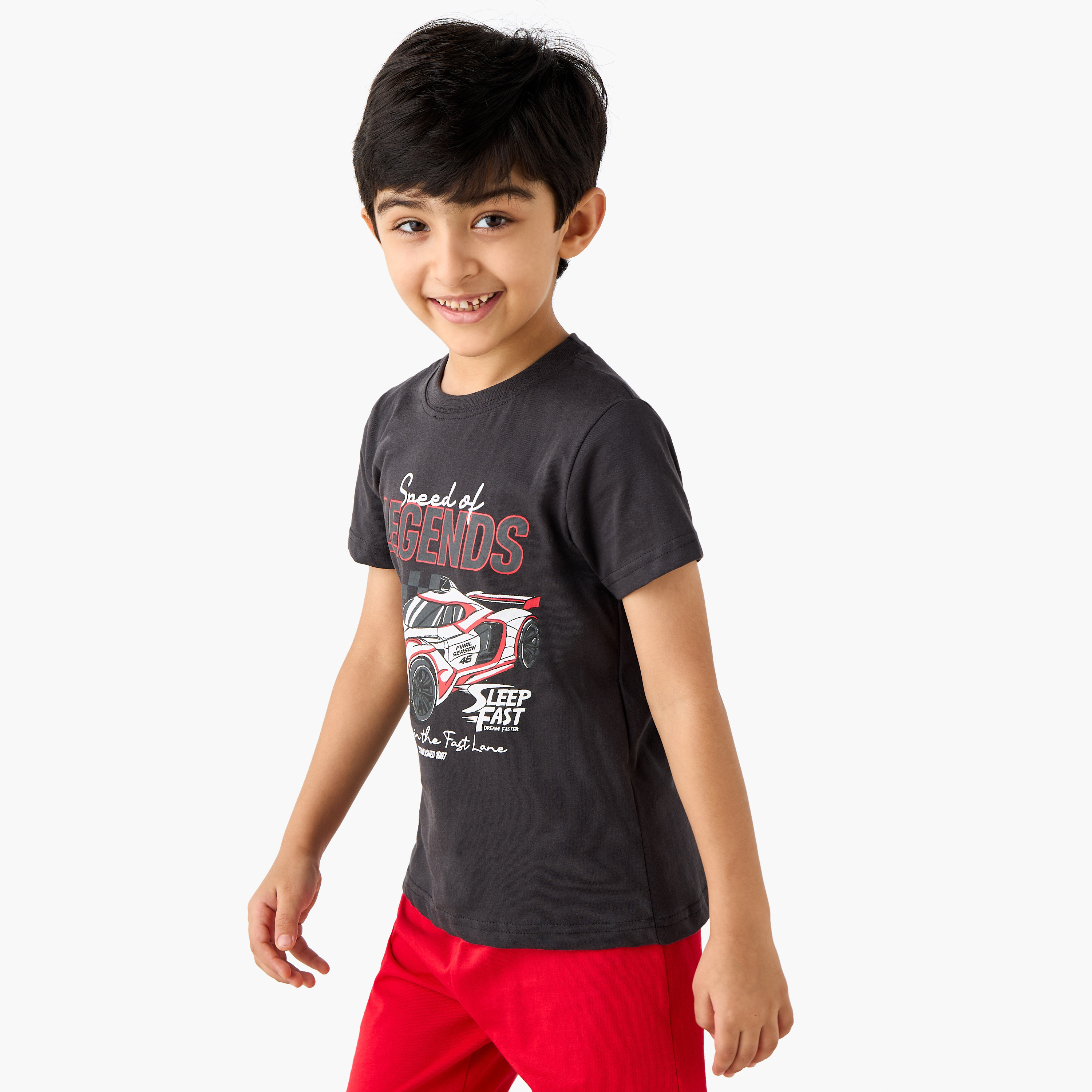Juniors 4-Piece Printed T-shirts with Shorts and Pyjamas Set-boys-clothing-nightwear-image-4