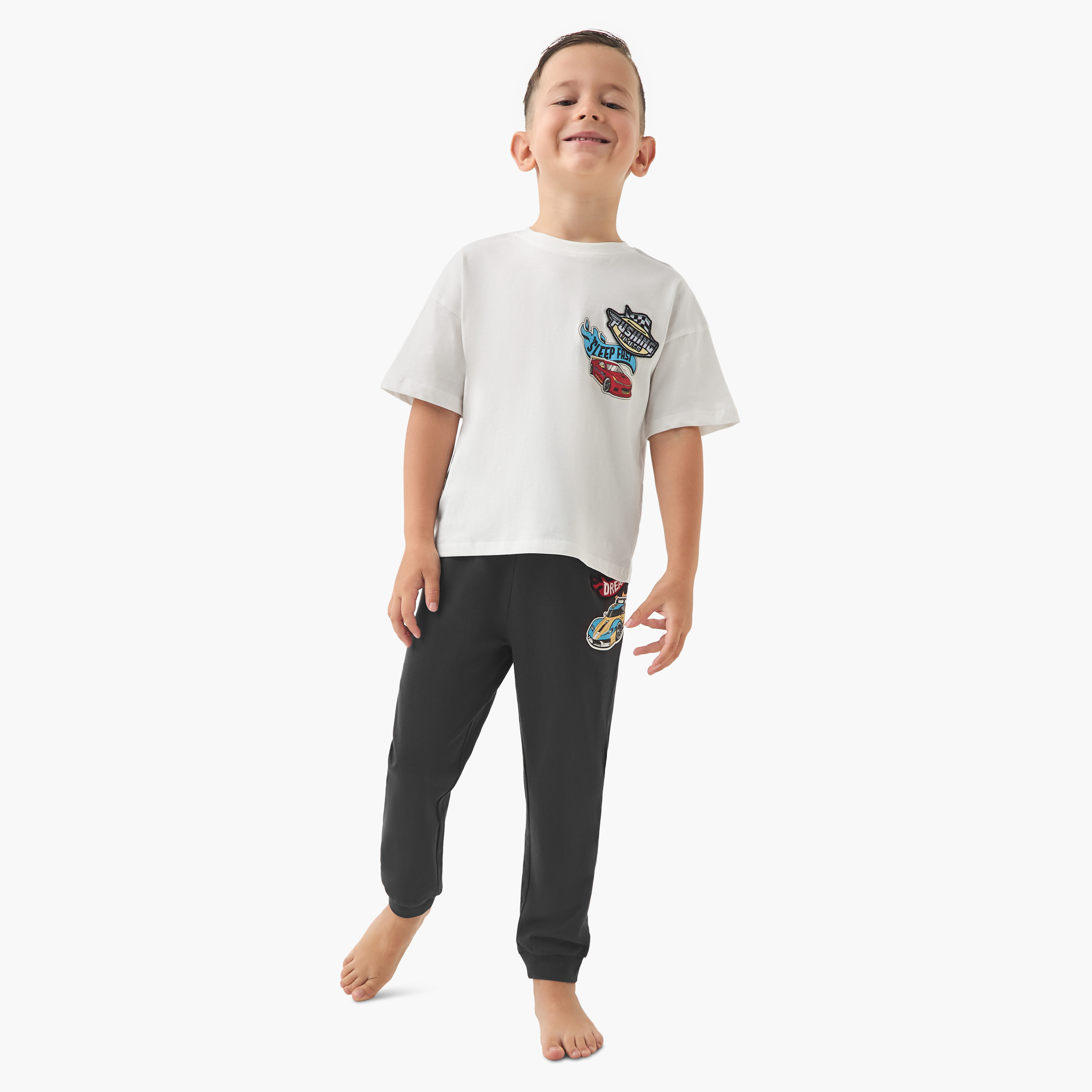 Juniors Printed T-shirt and Pyjama Set-boys-clothing-nightwear-image-1