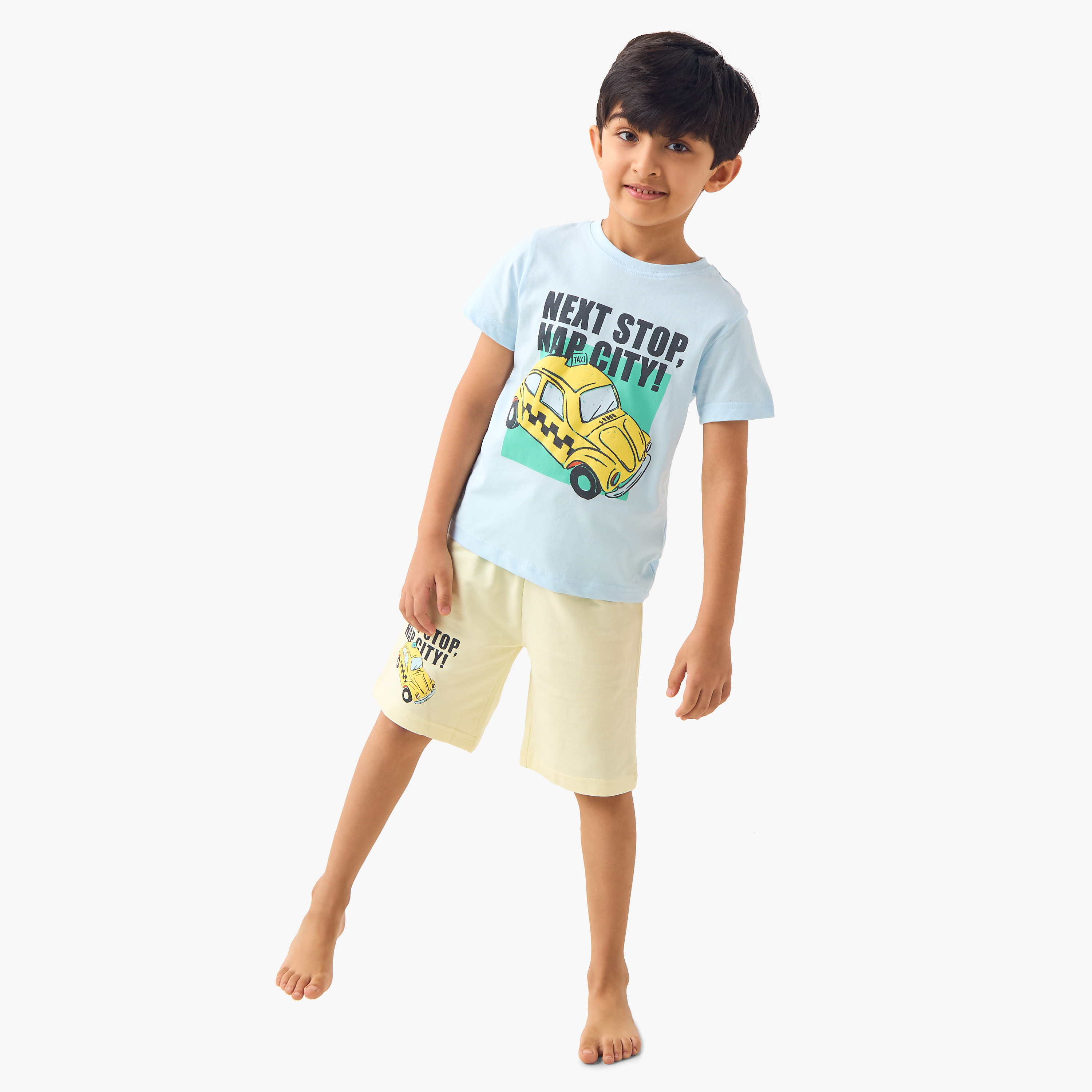 Juniors Printed T-shirt and Shorts  Set-boys-clothing-nightwear-image-1