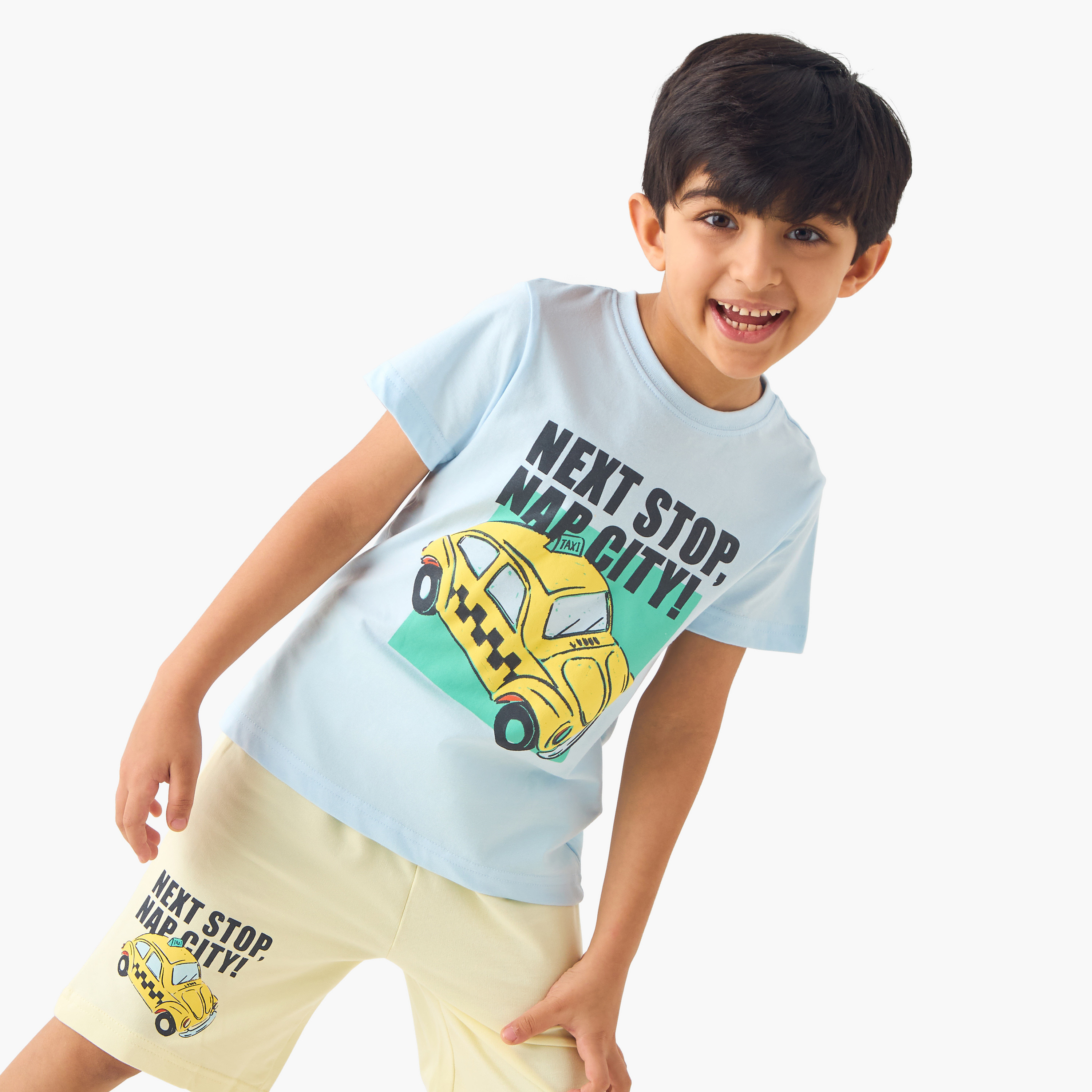 Juniors Printed T-shirt and Shorts  Set-boys-clothing-nightwear-image-2