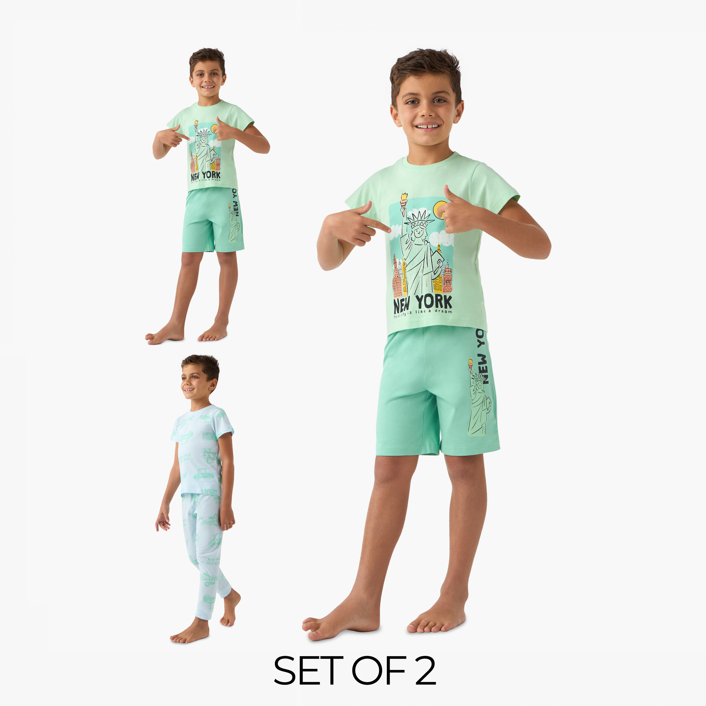 Set of 2 Juniors Printed T-shirt and Pyjamas-boys-clothing-nightwear-image-1