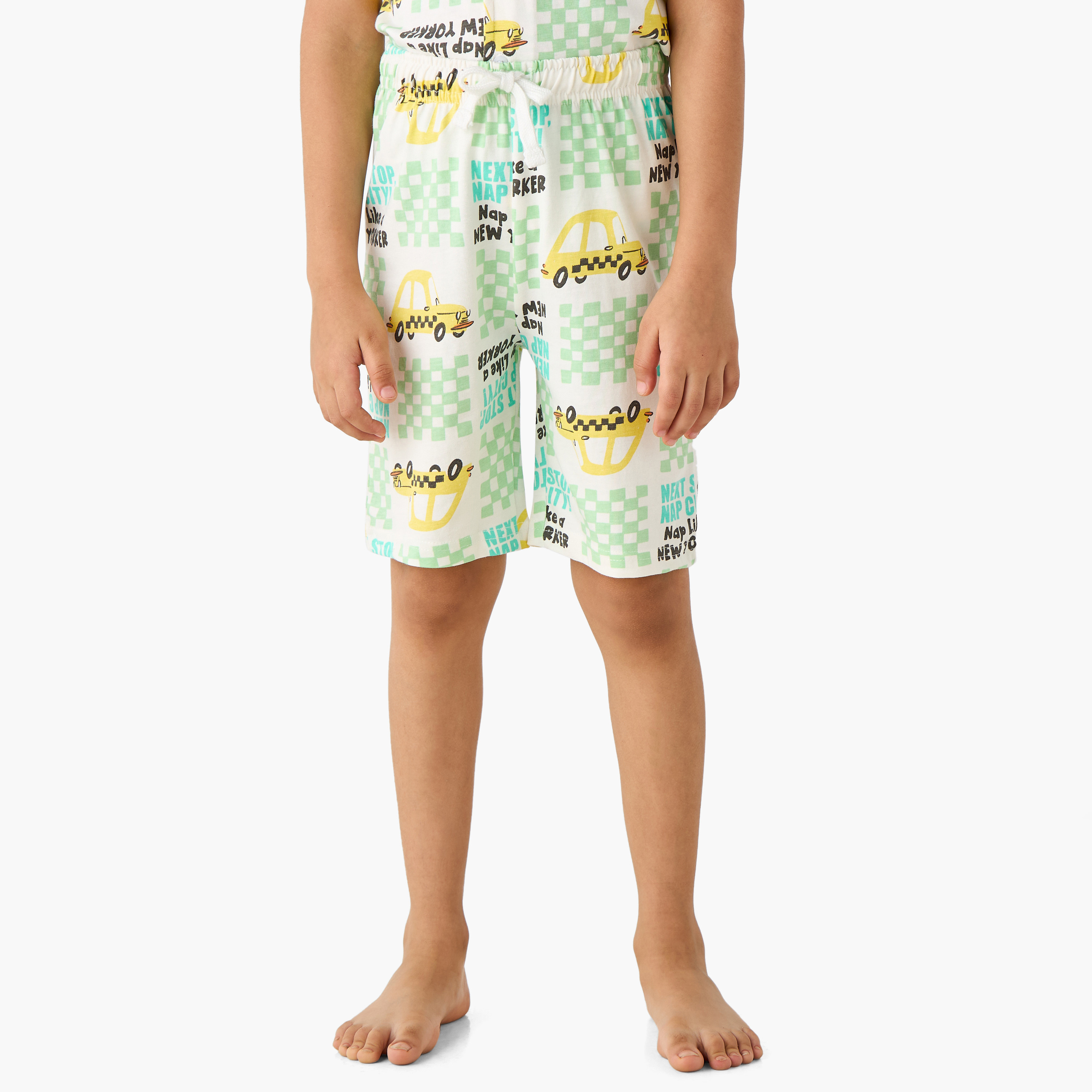 Juniors Taxi Print Shirt and Shorts Set-boys-clothing-nightwear-image-3
