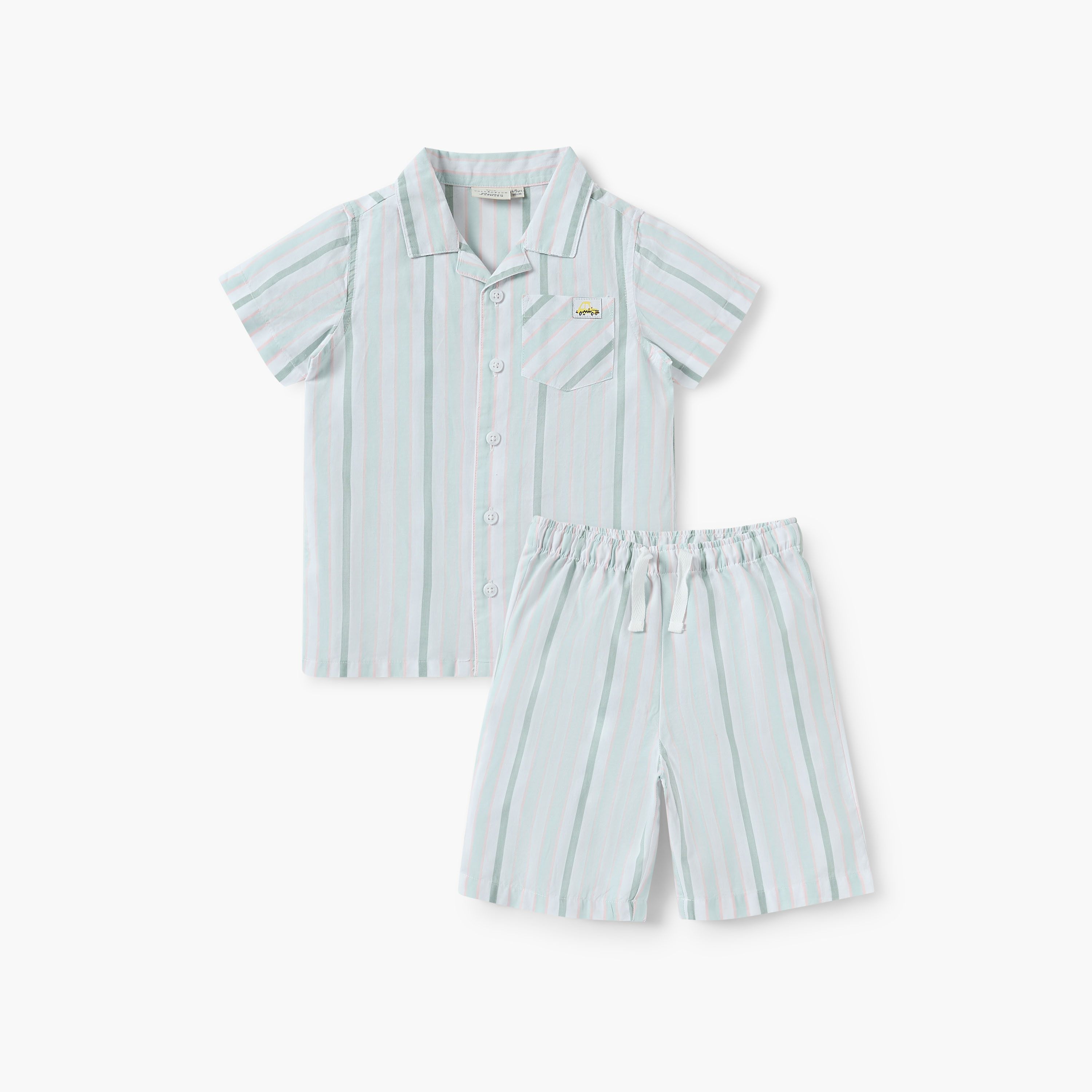 Juniors Striped Shirt and Shorts Set-boys-clothing-nightwear-image-1