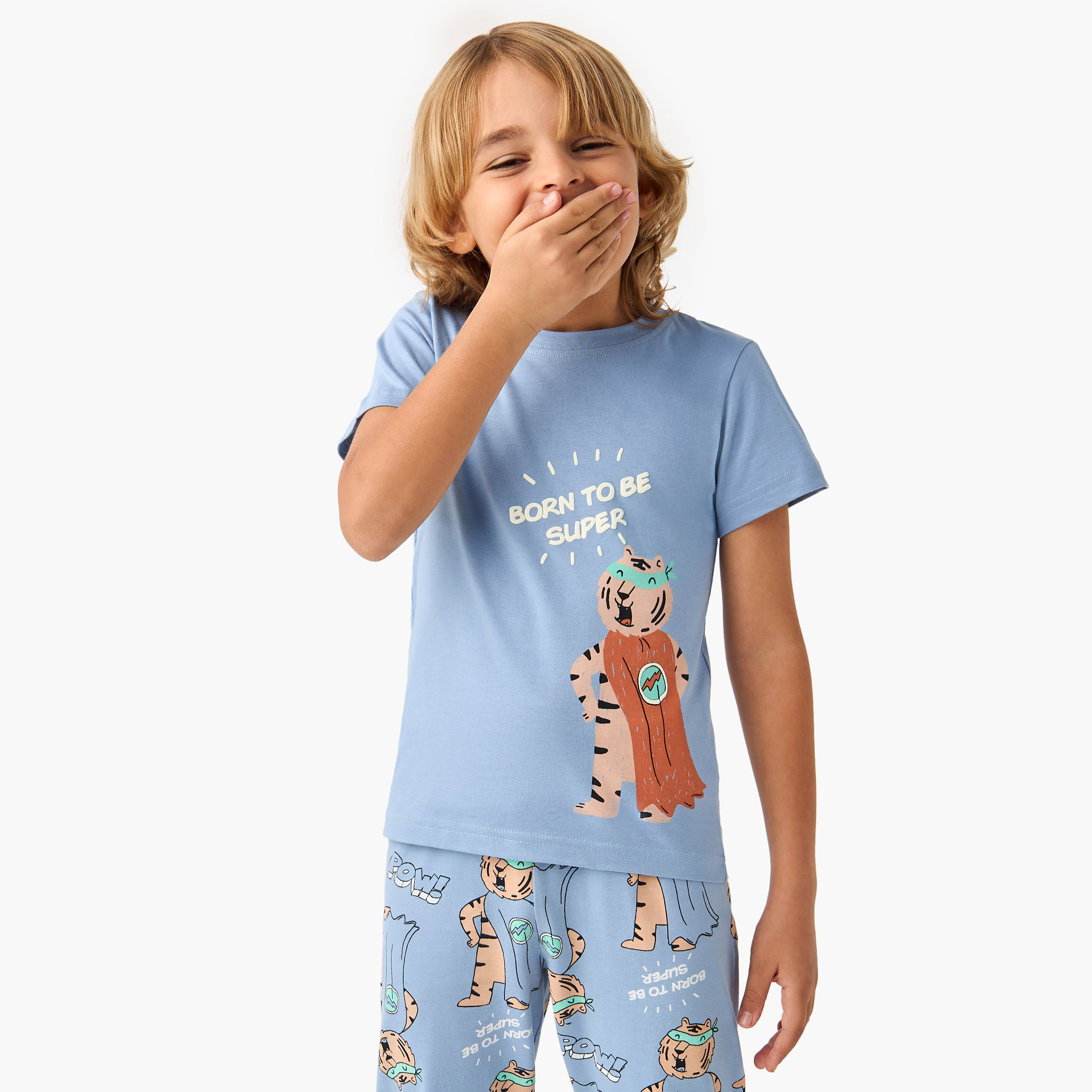 Juniors 3-Piece Animal Print T-shirt and Pyjama Set-boys-clothing-nightwear-image-3
