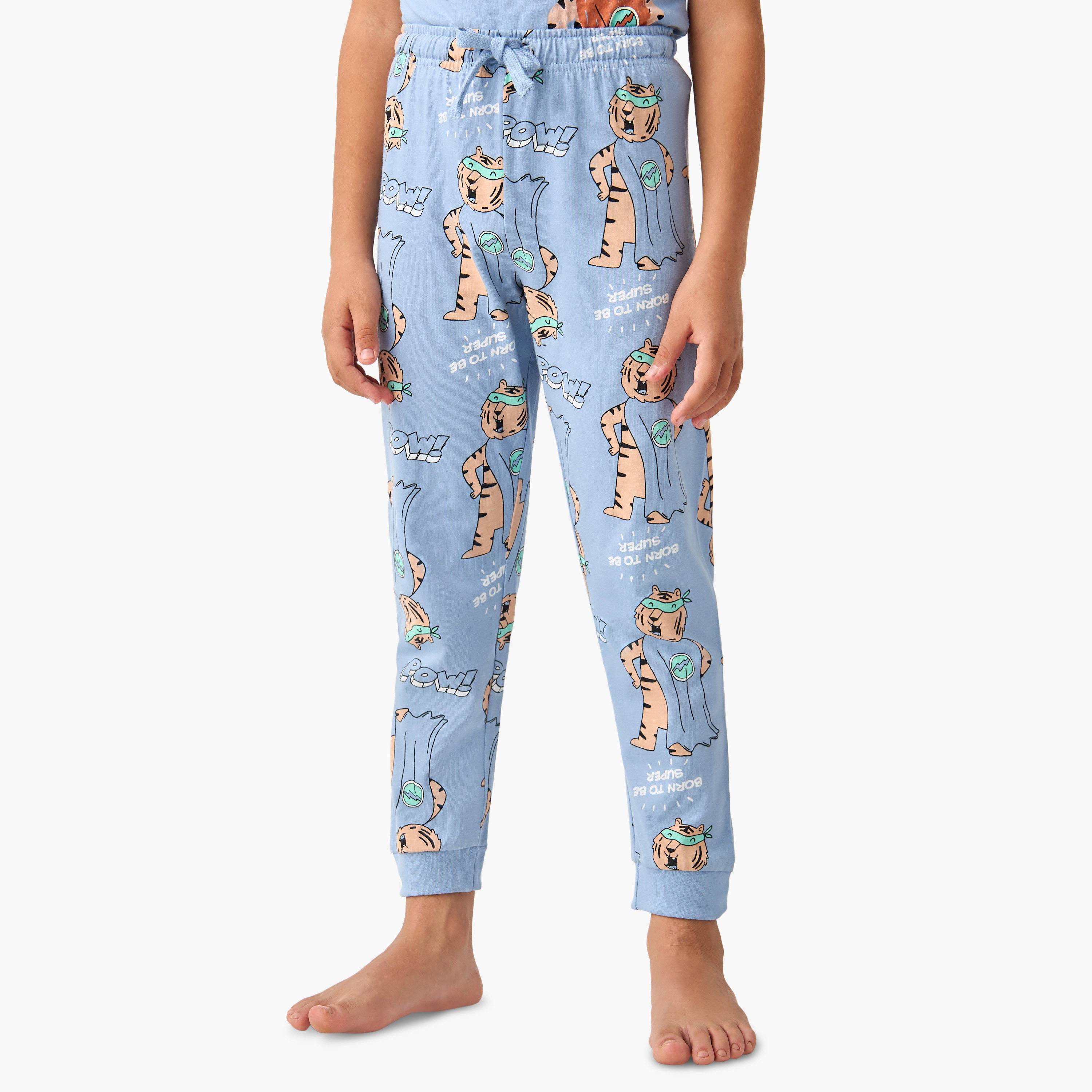 Juniors 3-Piece Animal Print T-shirt and Pyjama Set-boys-clothing-nightwear-image-4