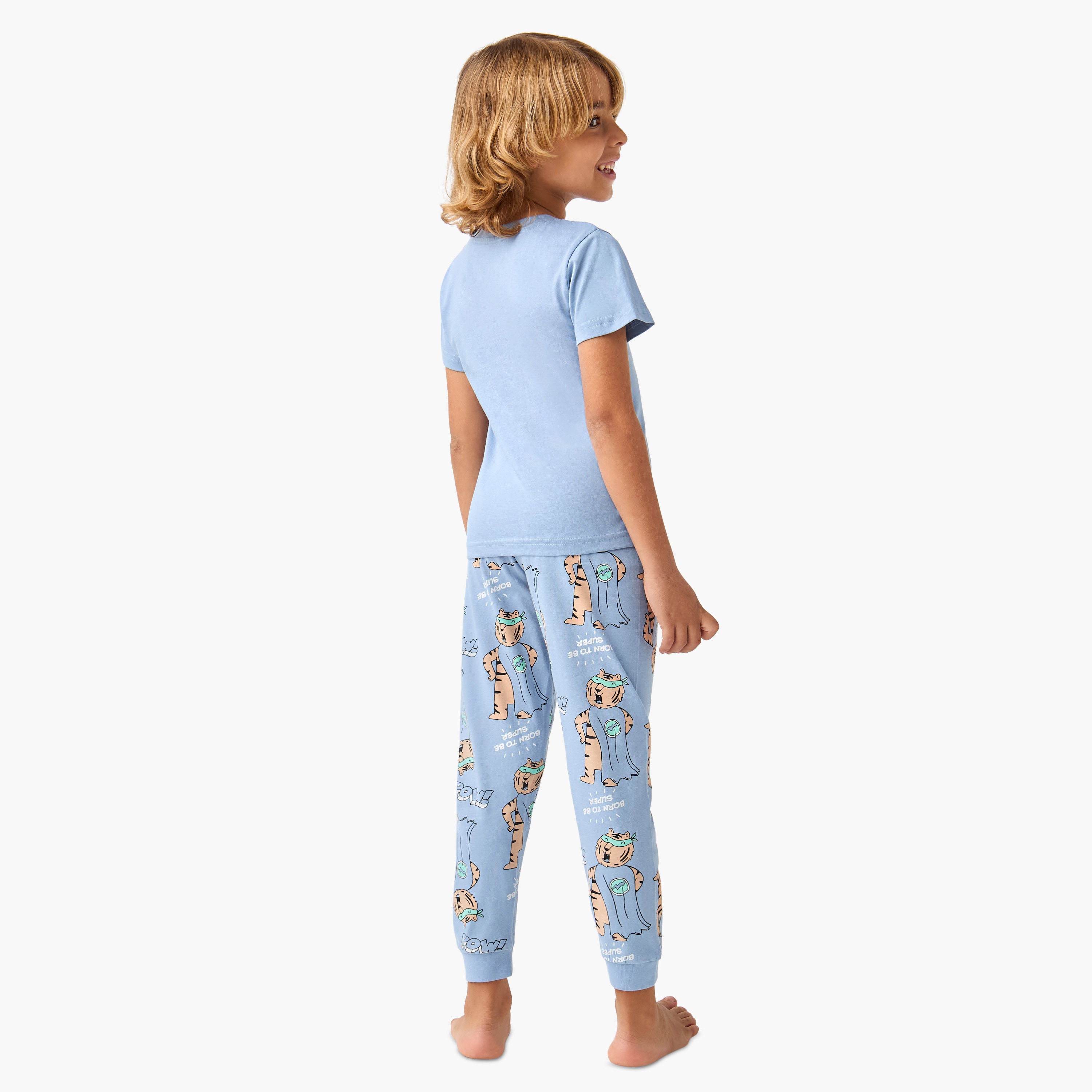 Juniors 3-Piece Animal Print T-shirt and Pyjama Set-boys-clothing-nightwear-image-5