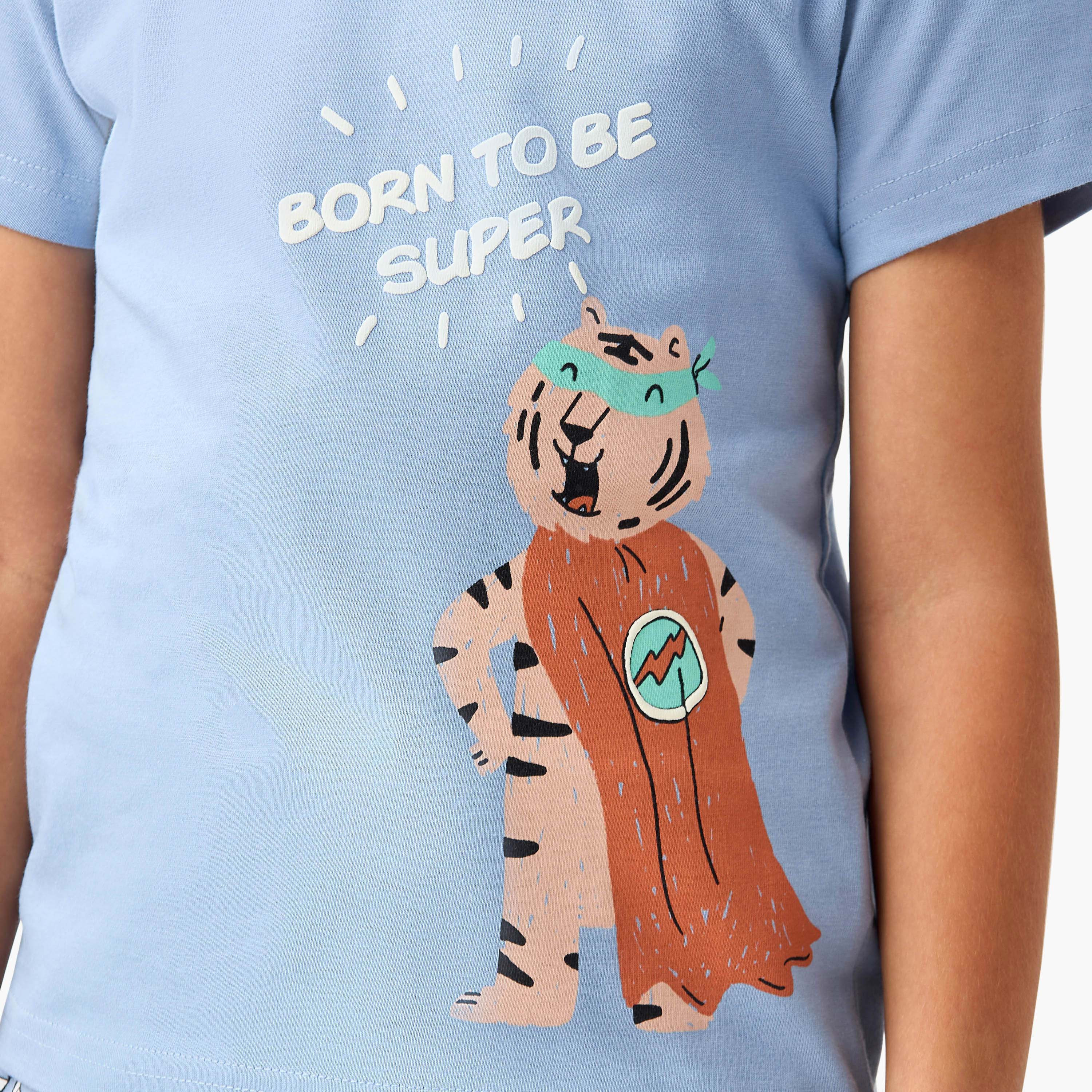 Juniors 3-Piece Animal Print T-shirt and Pyjama Set-boys-clothing-nightwear-image-6