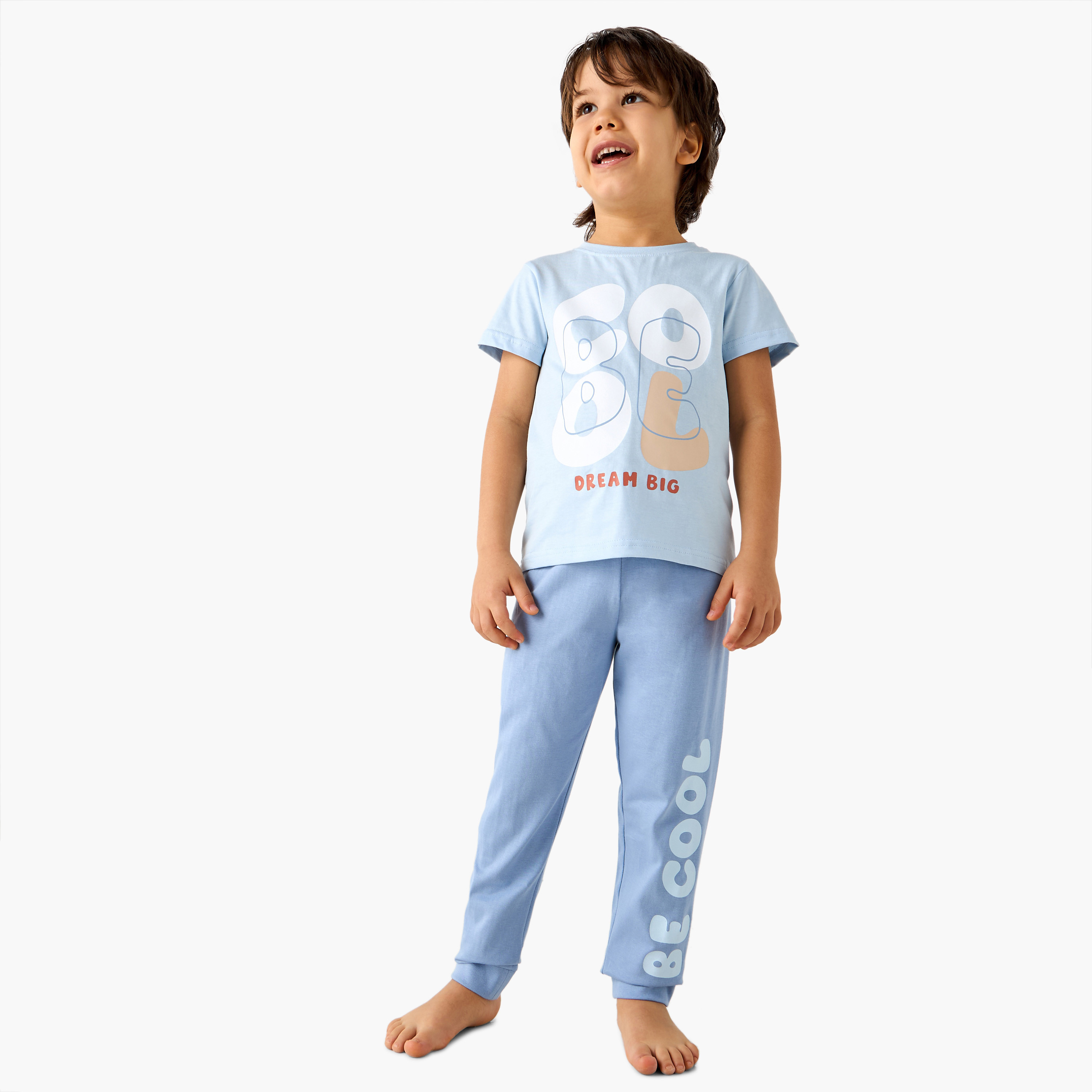Juniors Dino Print T-shirt with Pyjama - Set of 3-boys-clothing-nightwear-image-2