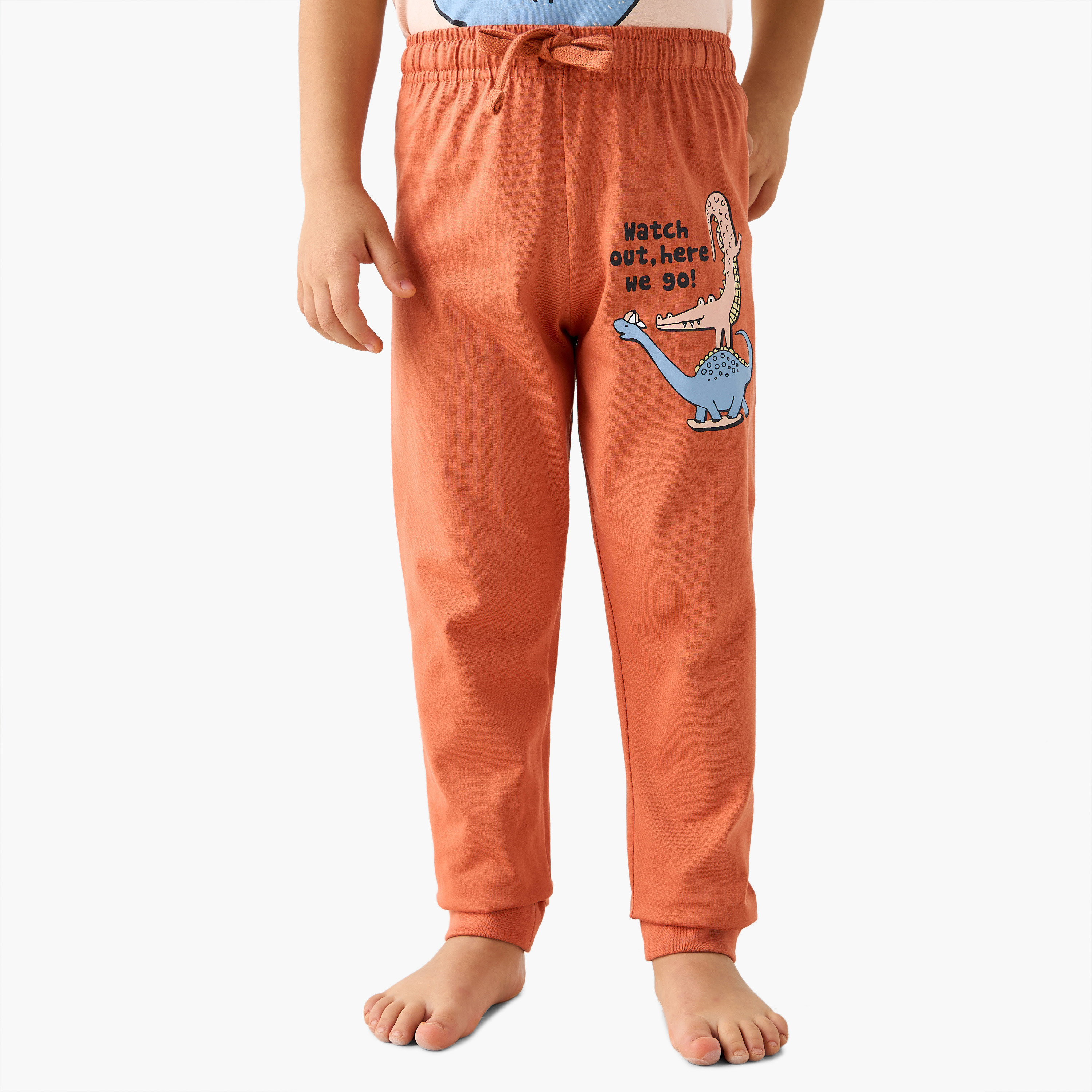 Juniors Dino Print T-shirt with Pyjama - Set of 3-boys-clothing-nightwear-image-5