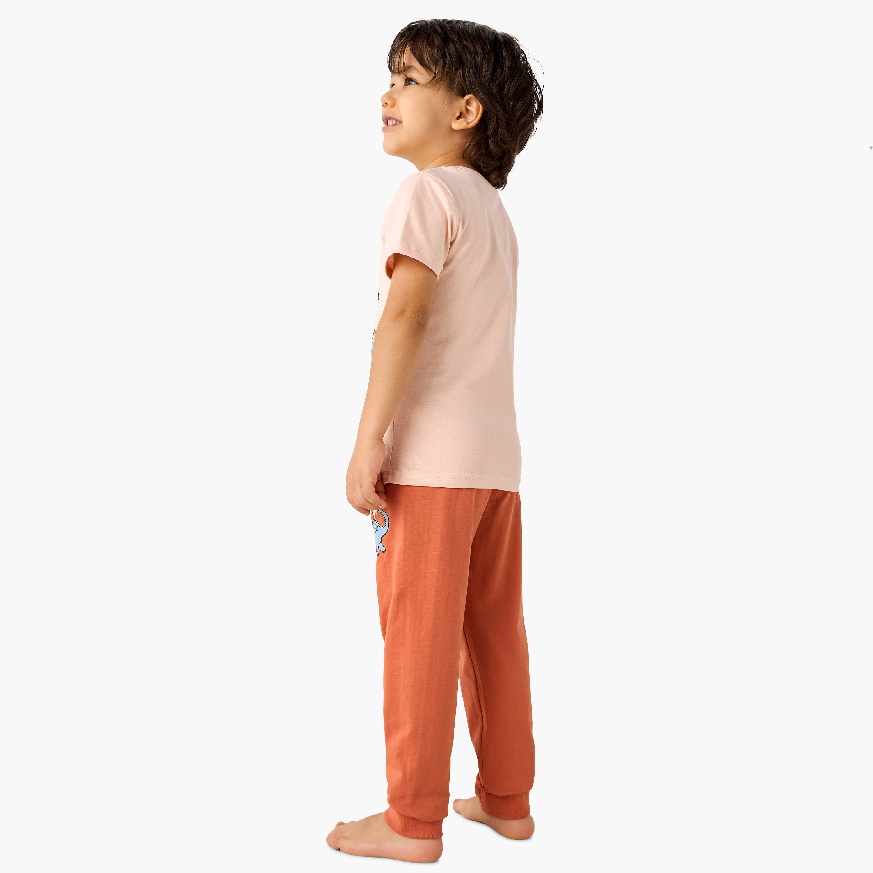 Juniors Dino Print T-shirt with Pyjama - Set of 3-boys-clothing-nightwear-image-6