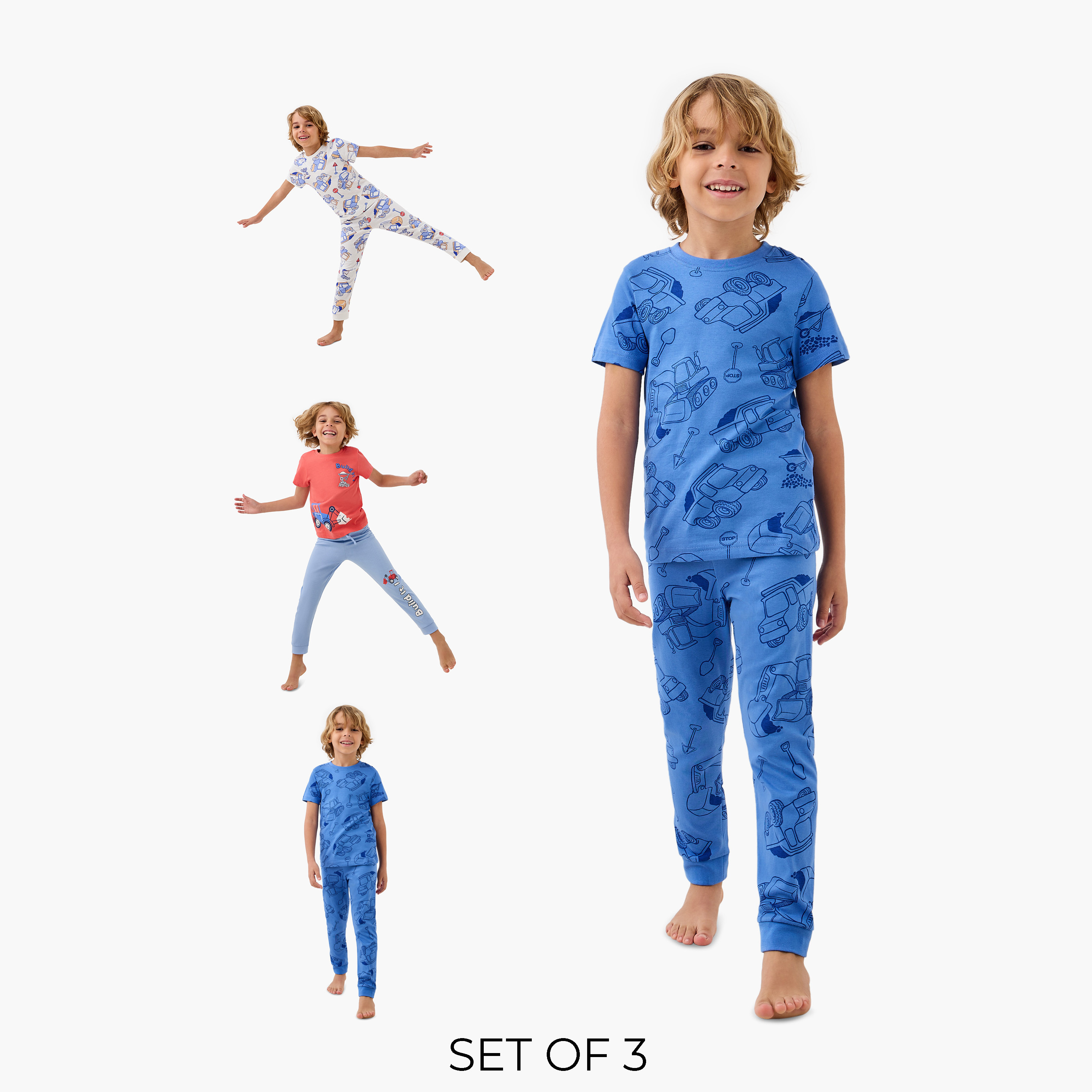 Juniors Printed T-shirt and Pyjamas - Set of 3-boys-clothing-nightwear-image-1