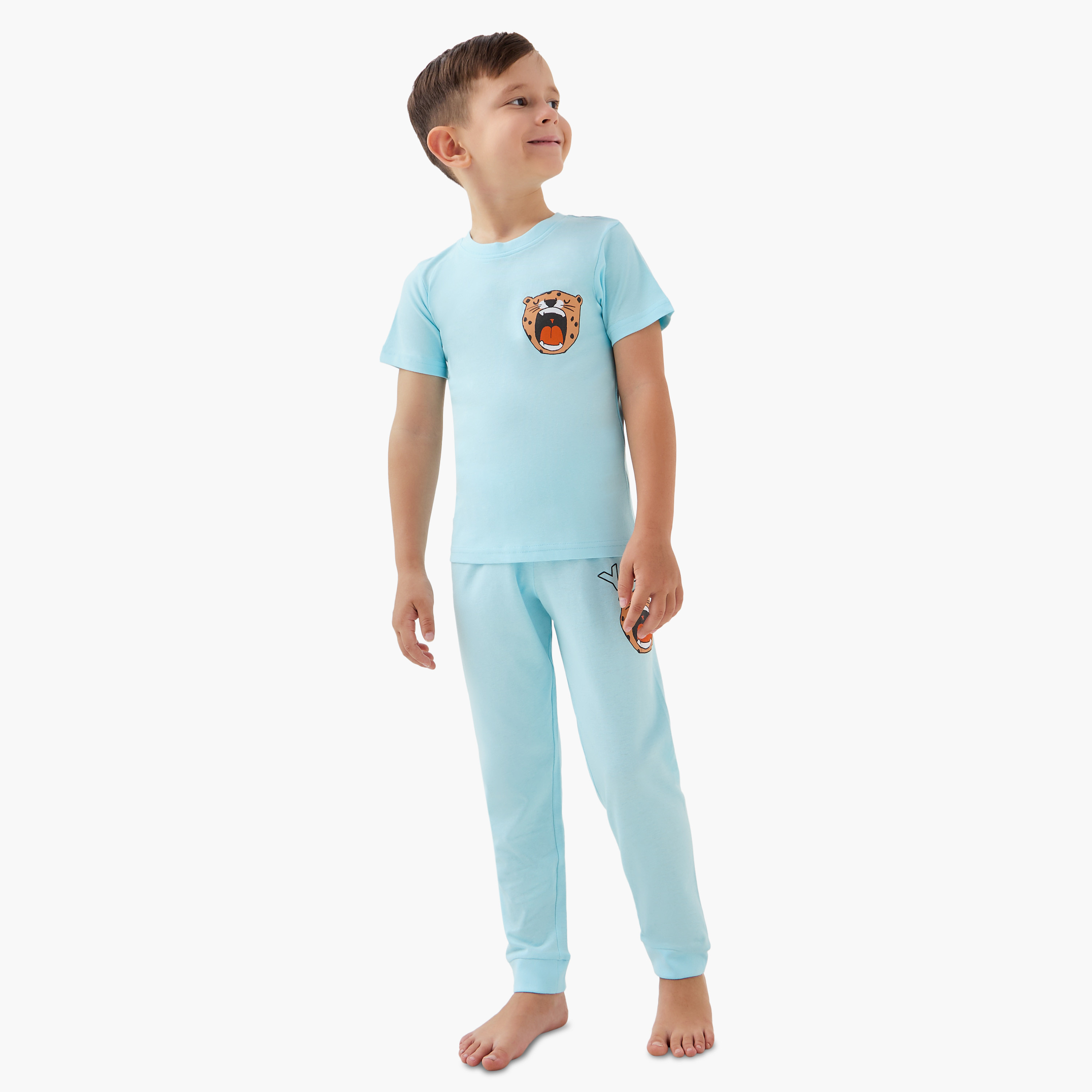 طقم بيجاما قطن بطبعات وأكمام قصيرة وياقة مستديرة  من جونيورز -  طقم من 3 قطع-baby-boys-clothing-nightwear-pyjamasets-image-8
