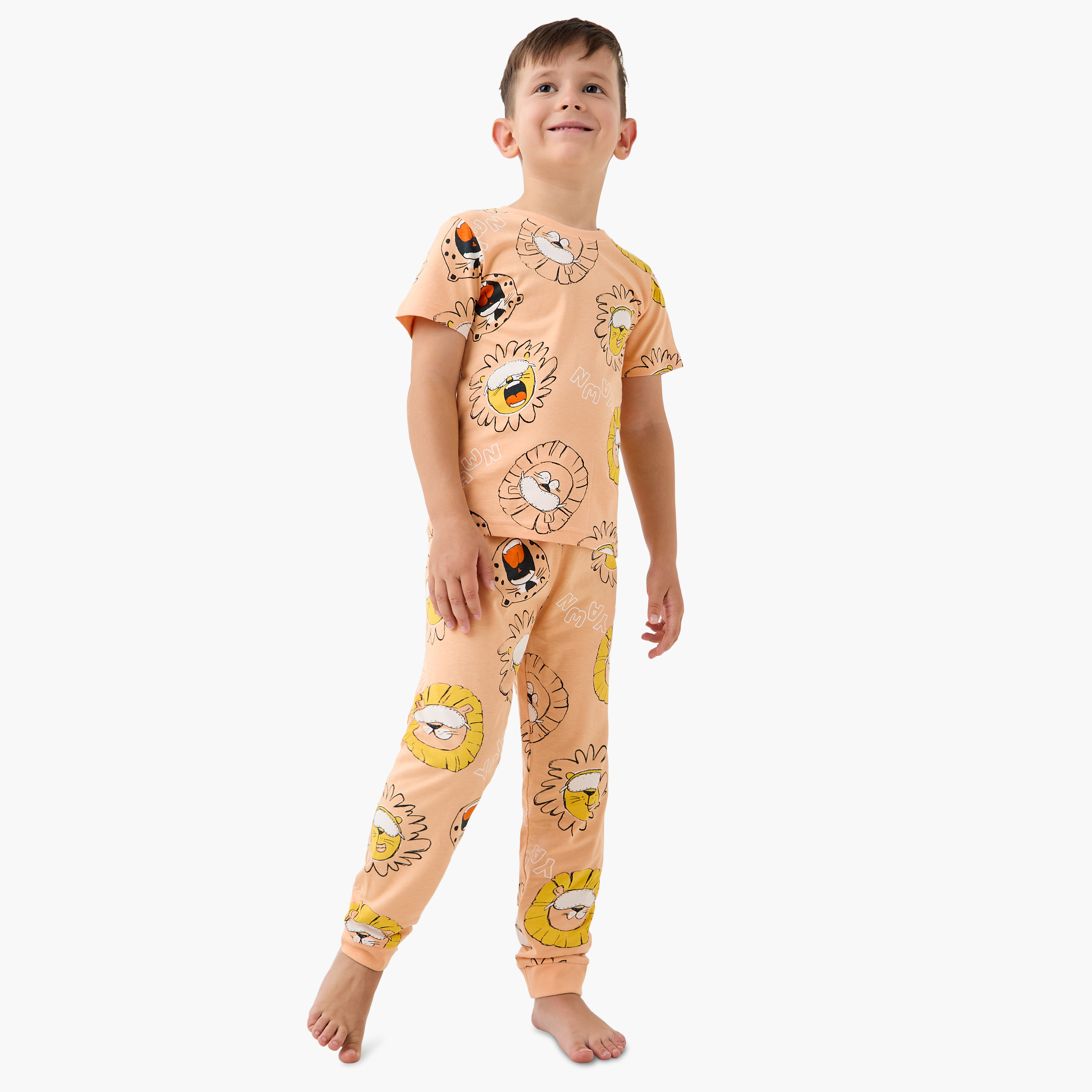 طقم بيجاما قطن بطبعات وأكمام قصيرة وياقة مستديرة  من جونيورز -  طقم من 3 قطع-baby-boys-clothing-nightwear-pyjamasets-image-7