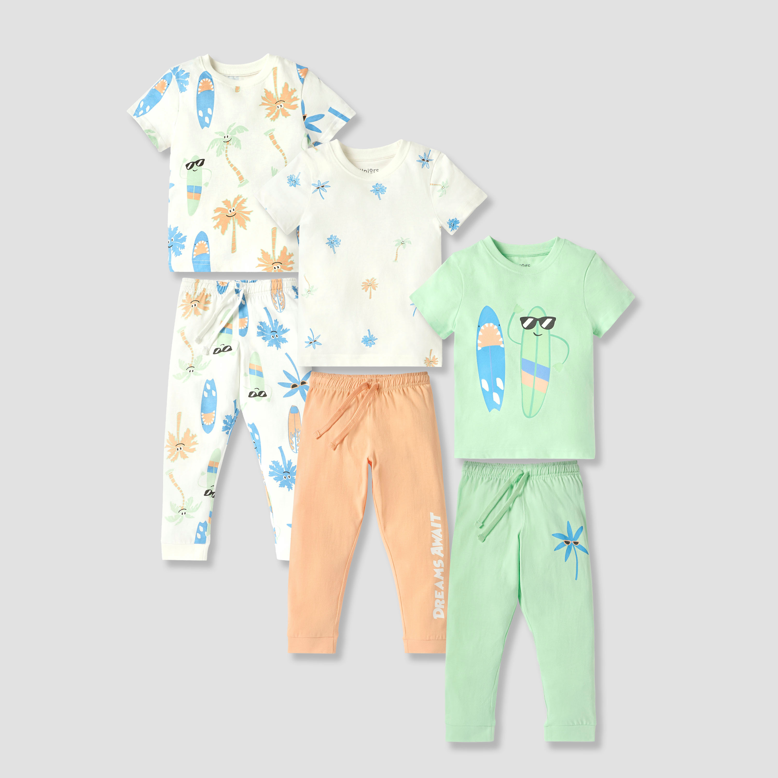 Juniors Printed T-shirt with Pyjamas - Set of 3-boys-clothing-nightwear-image-1