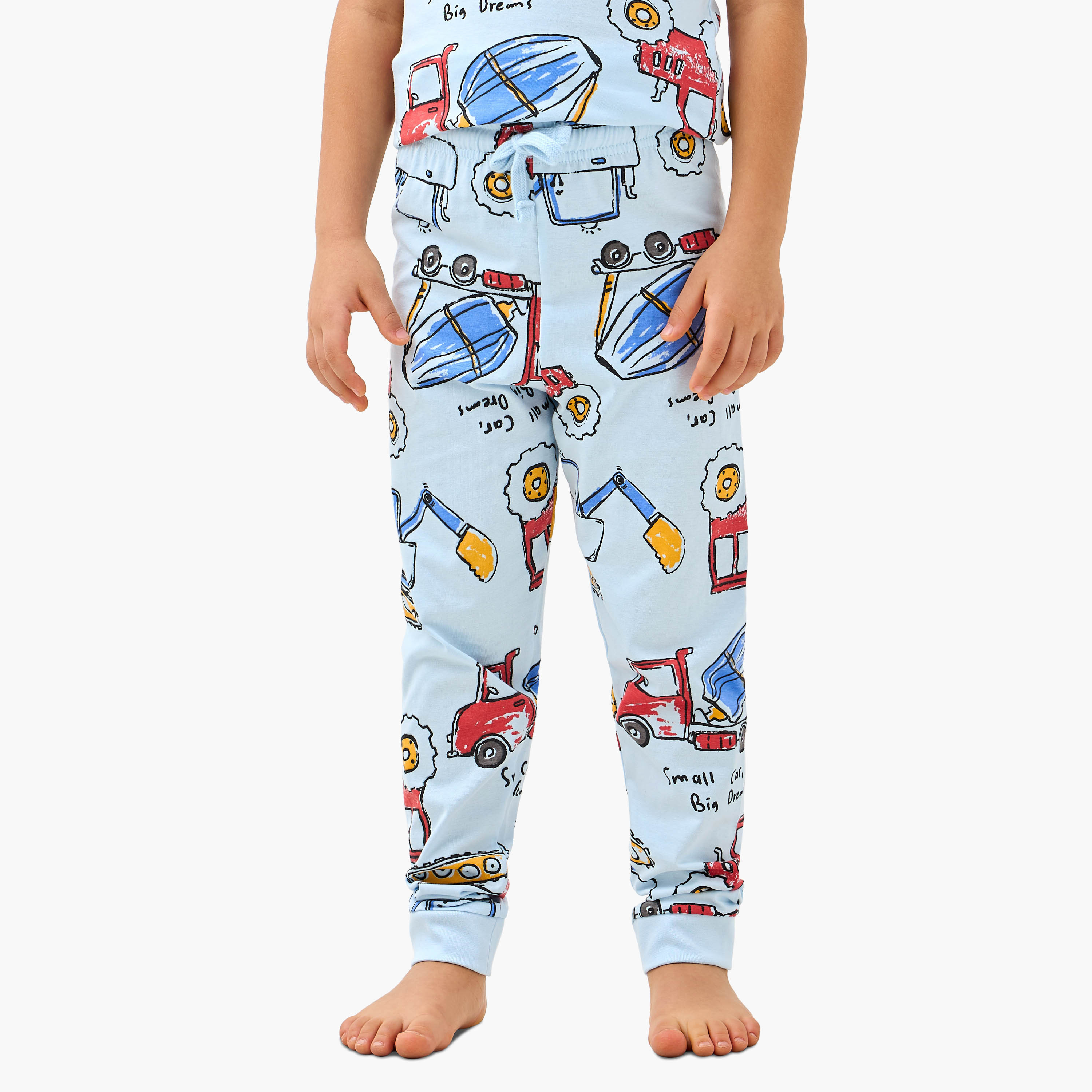 Juniors Construction Vehicle Print T-shirt and Pyjamas - Set of 3-boys-clothing-nightwear-image-7