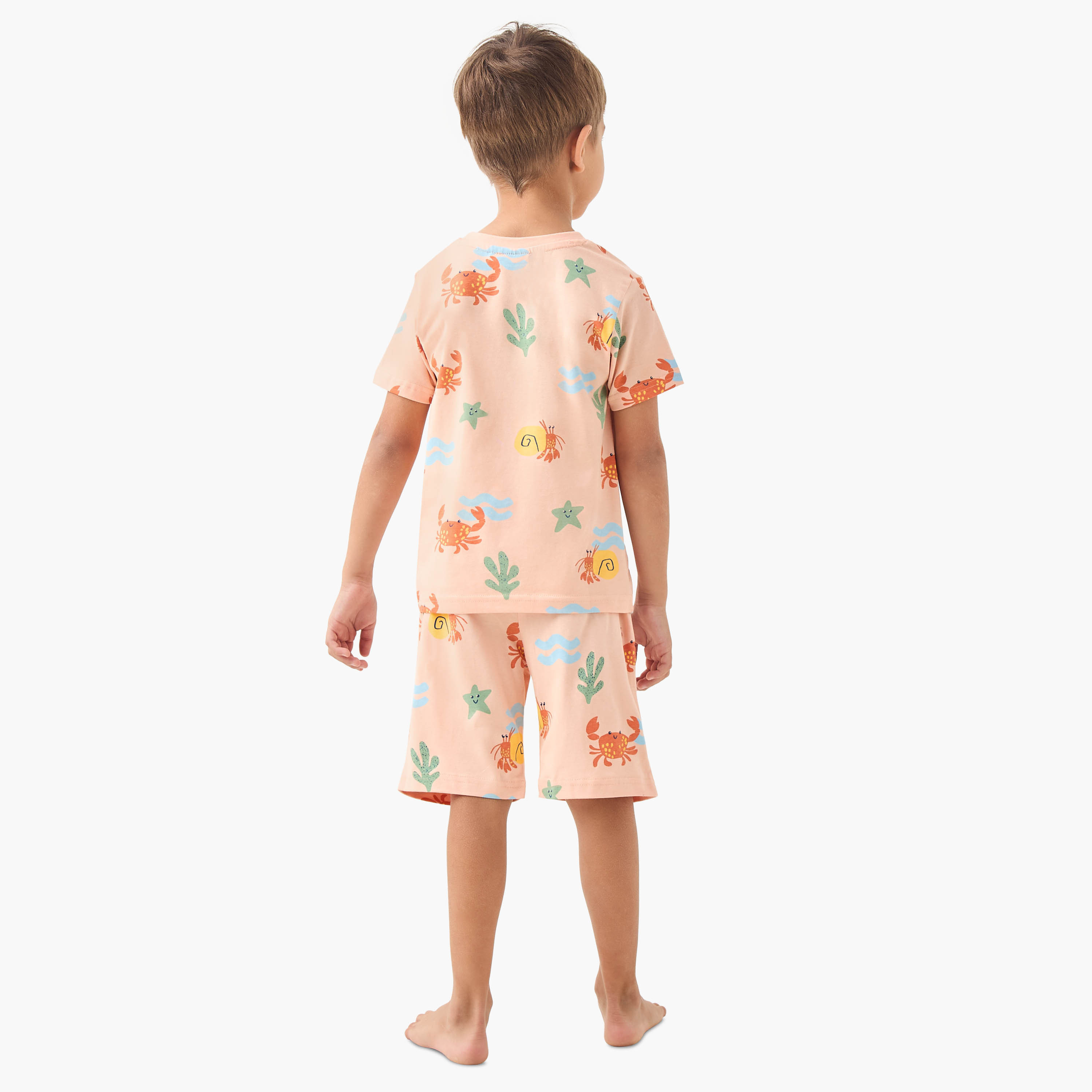 Juniors Crab Print T-shirt and Shorts Set-boys-clothing-nightwear-image-2