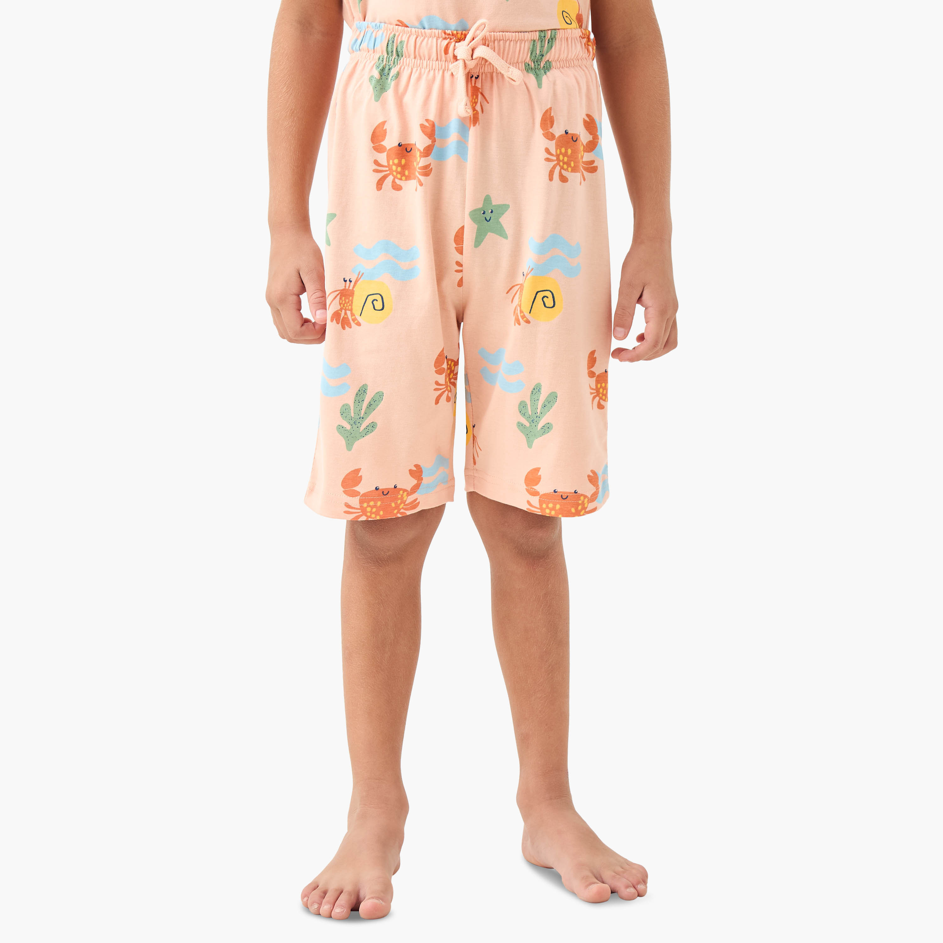 Juniors Crab Print T-shirt and Shorts Set-boys-clothing-nightwear-image-4