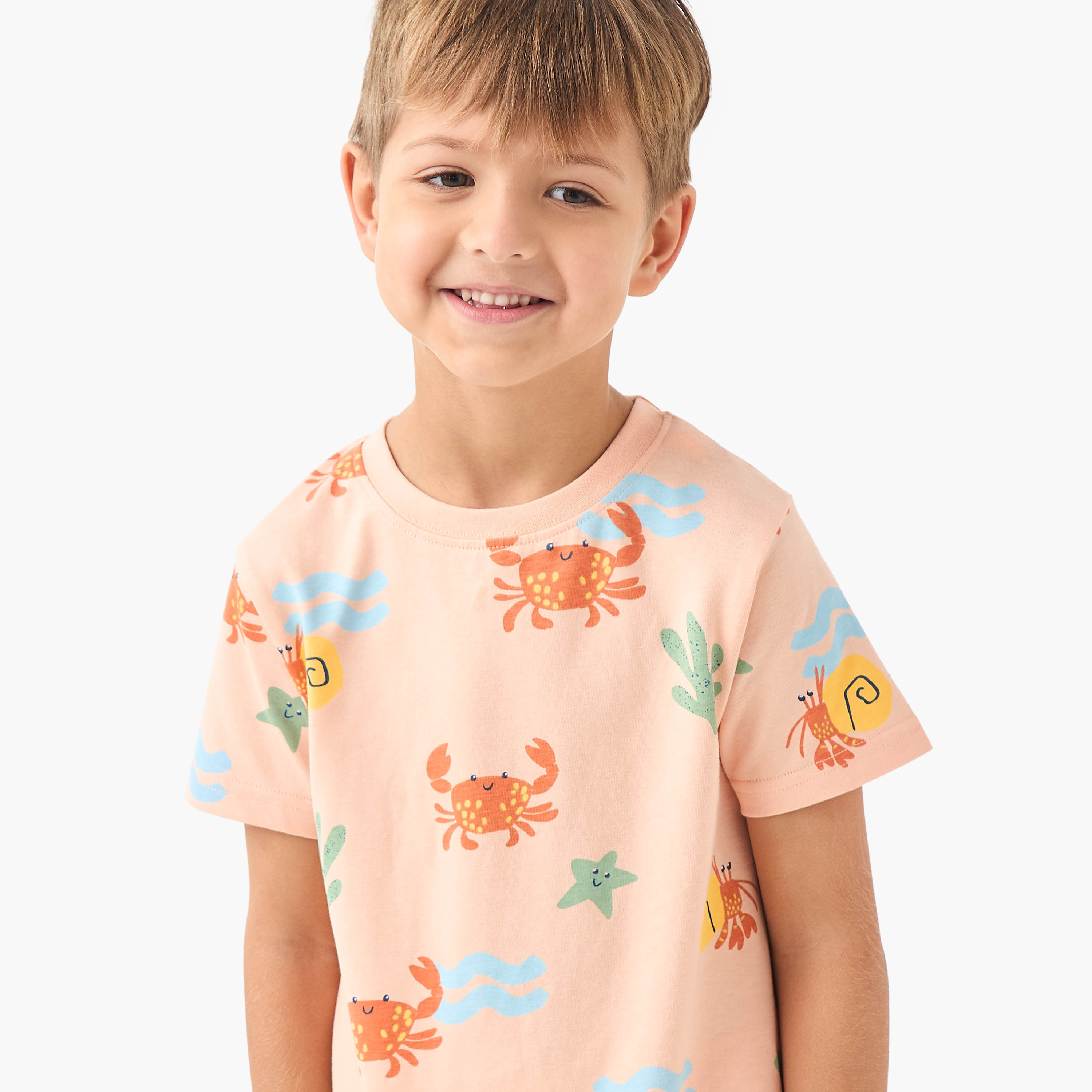 Juniors Crab Print T-shirt and Shorts Set-boys-clothing-nightwear-image-5