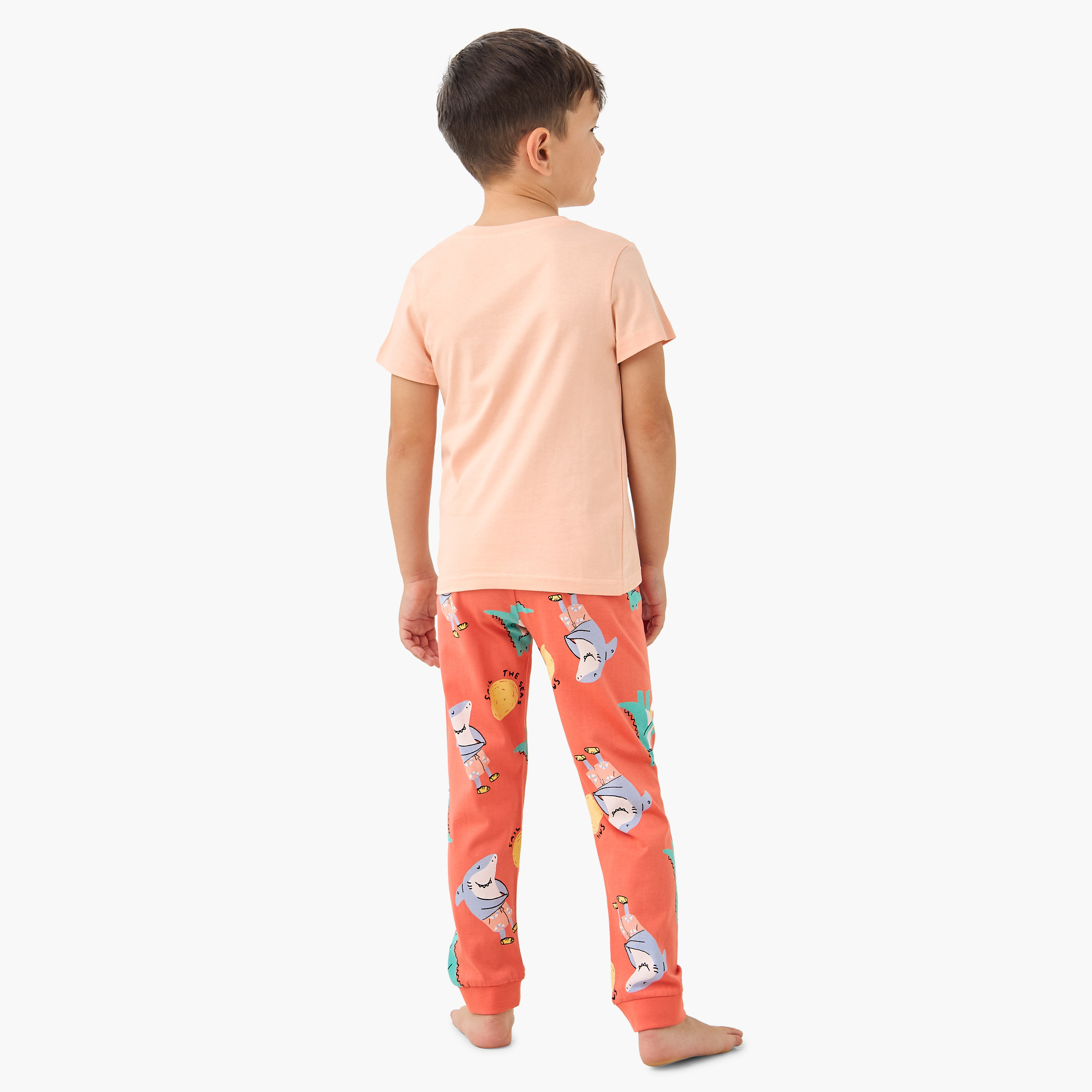 Juniors Sea Print T-shirt and Pyjama Set-boys-clothing-nightwear-image-3