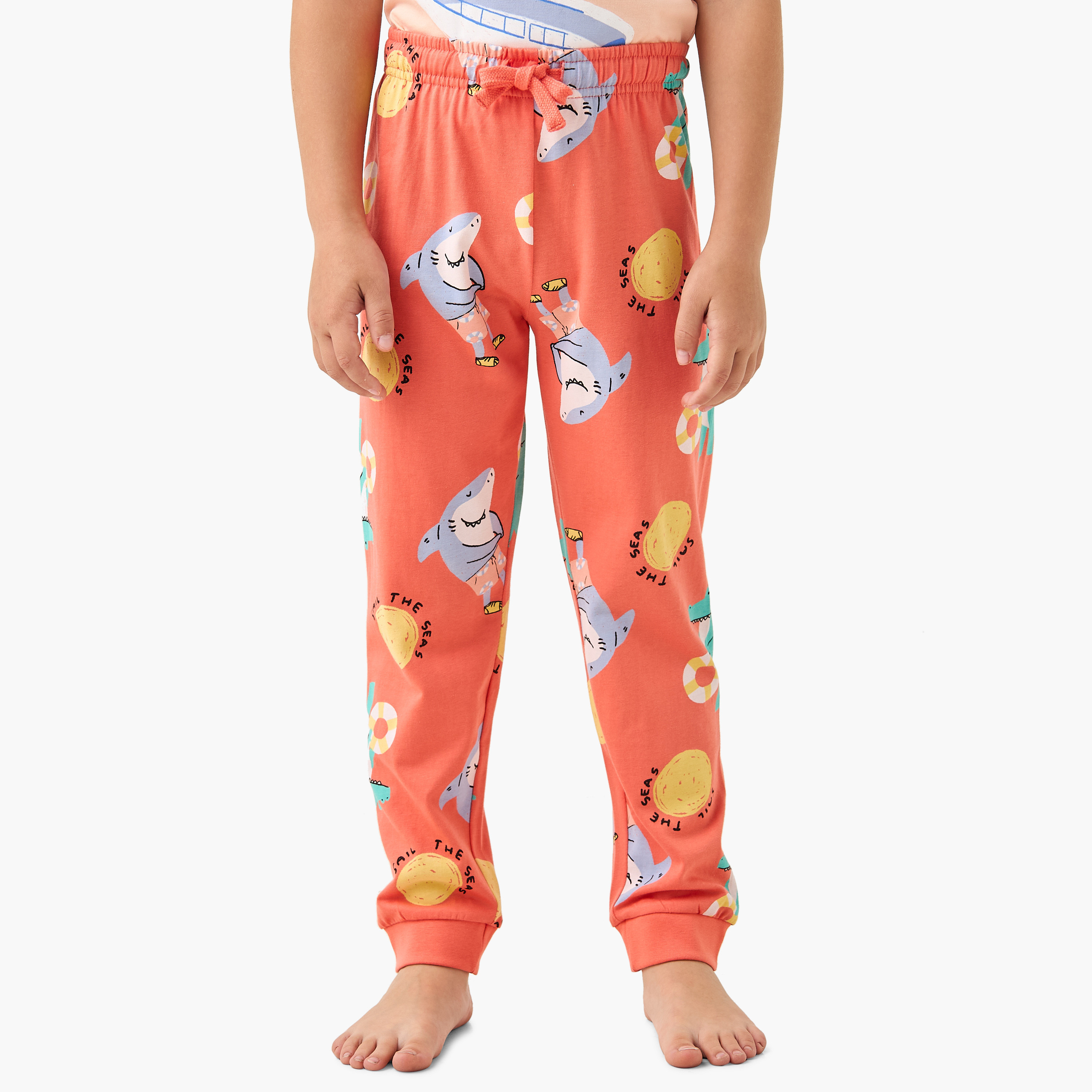 Juniors Sea Print T-shirt and Pyjama Set-boys-clothing-nightwear-image-4