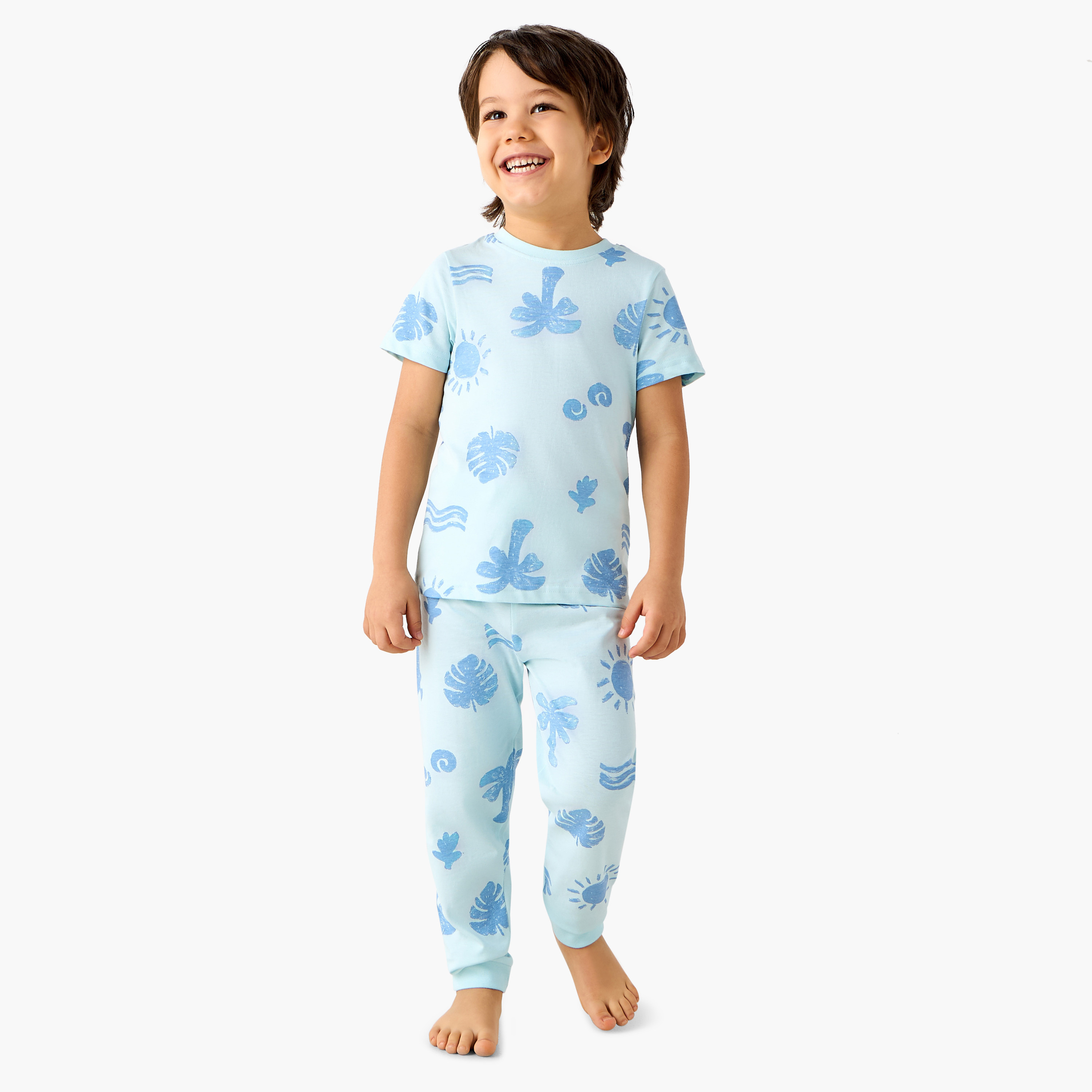 Juniors Printed T-shirt and Pyjama Set-boys-clothing-nightwear-image-1