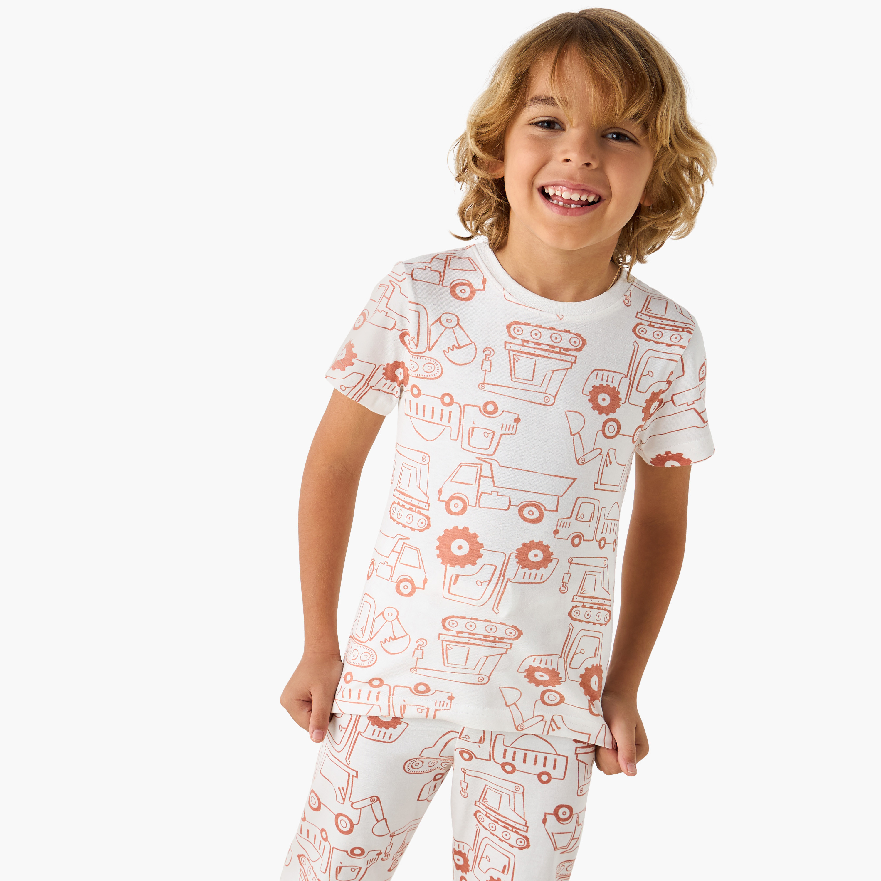 Juniors All-Over Graphic Print T-shirt and Pyjama Set-boys-clothing-nightwear-image-2