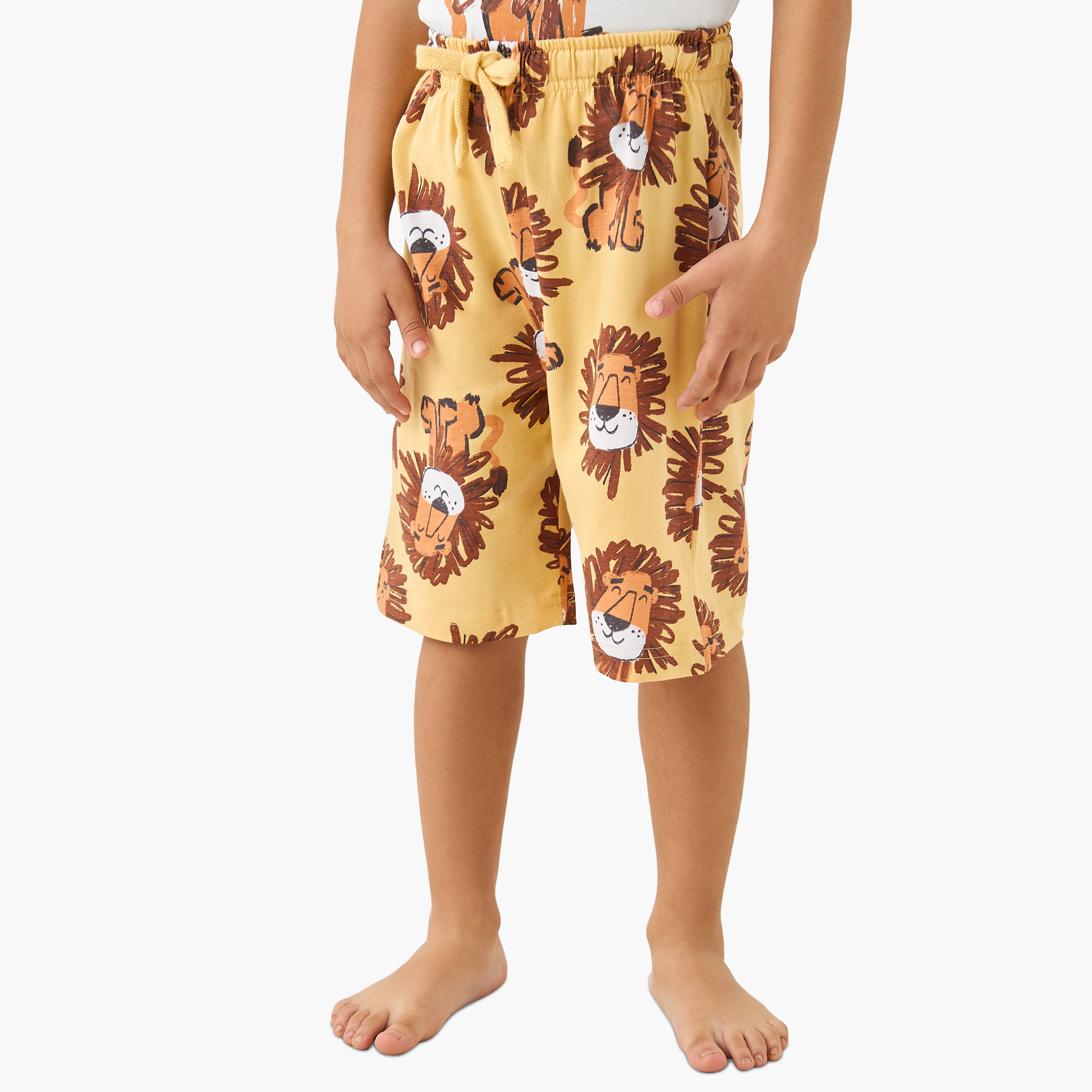 Juniors Lion Print T-shirt and Pyjama Set-boys-clothing-nightwear-image-3