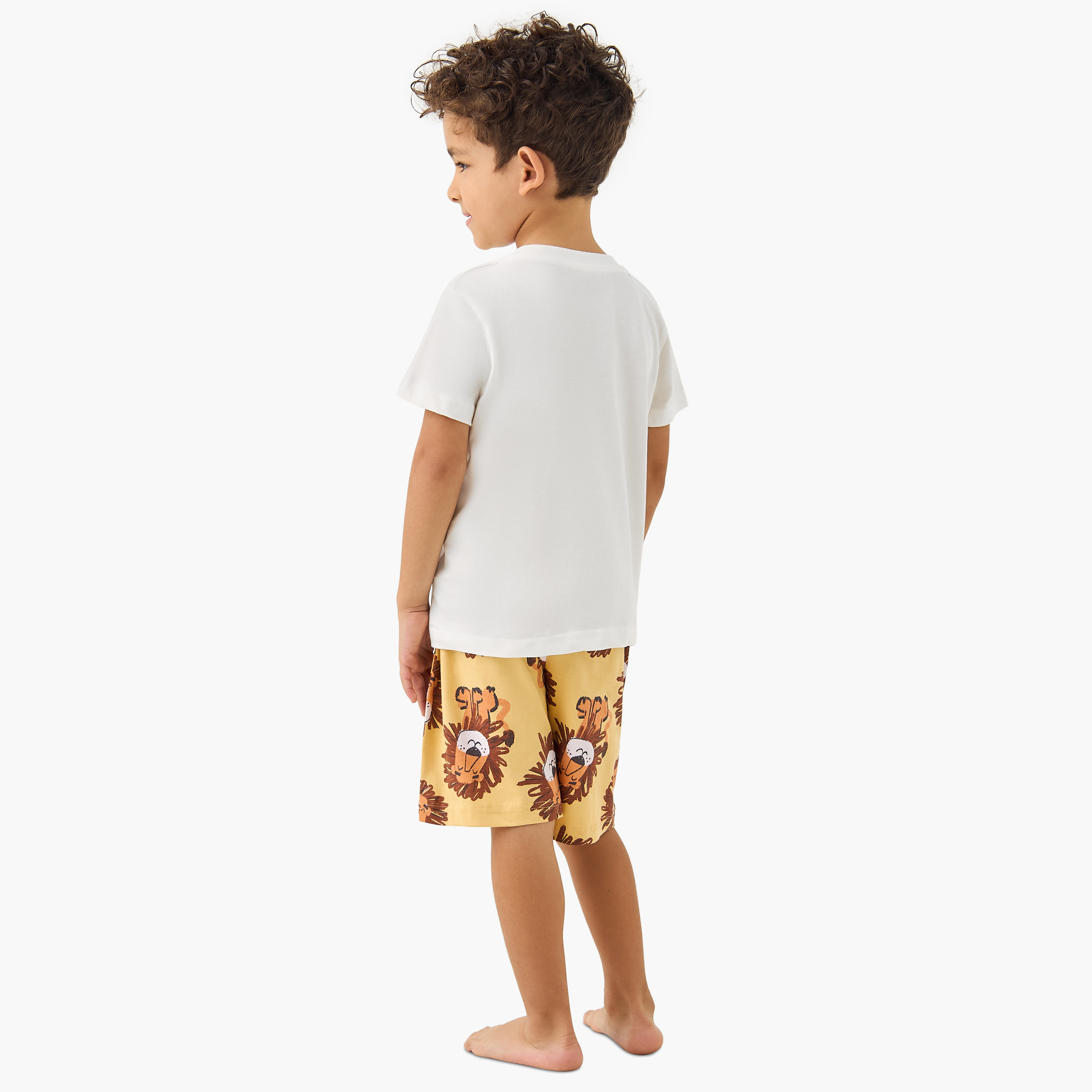 Juniors Lion Print T-shirt and Pyjama Set-boys-clothing-nightwear-image-4