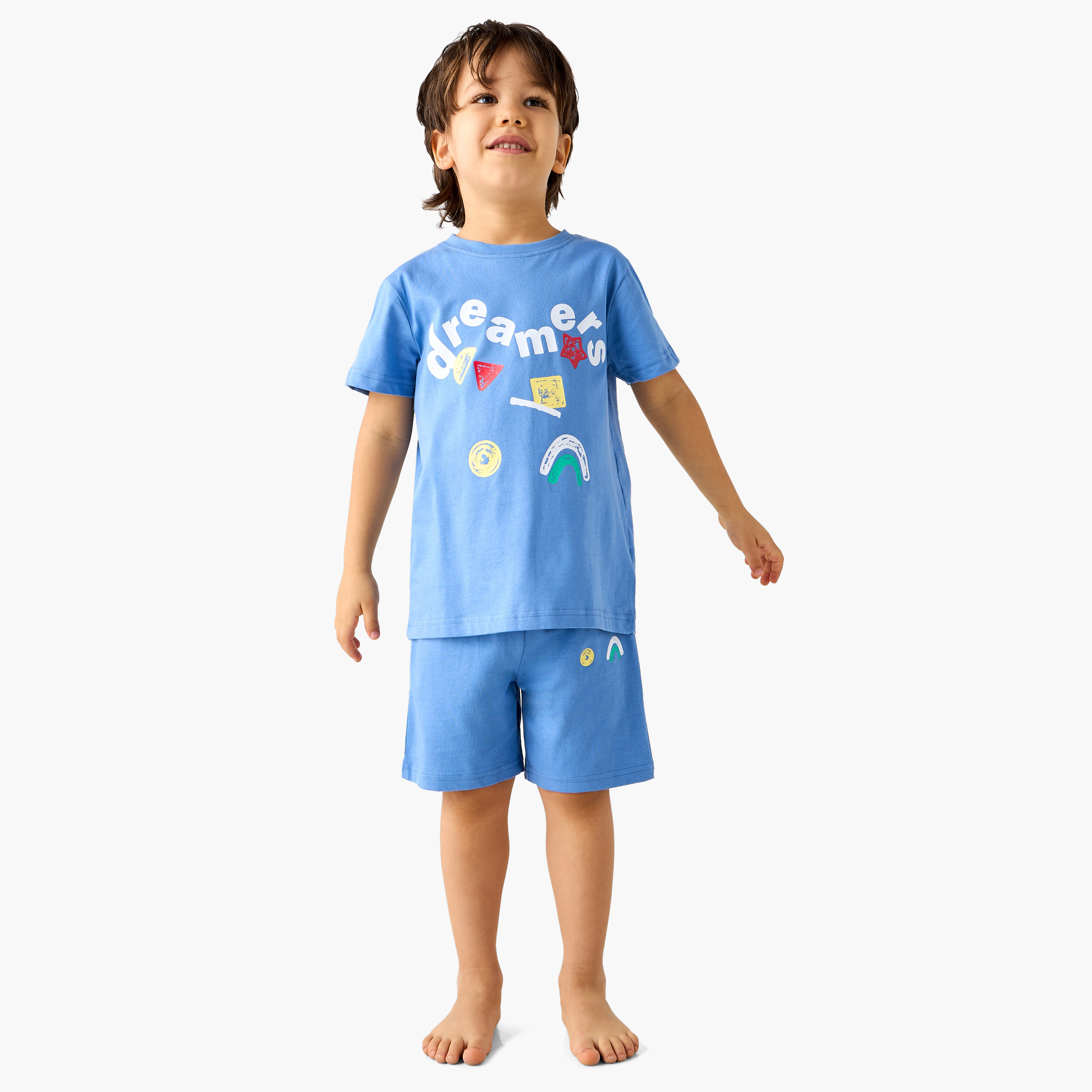Juniors Graphic Print T-shirt and Pyjama Set-boys-clothing-nightwear-image-1