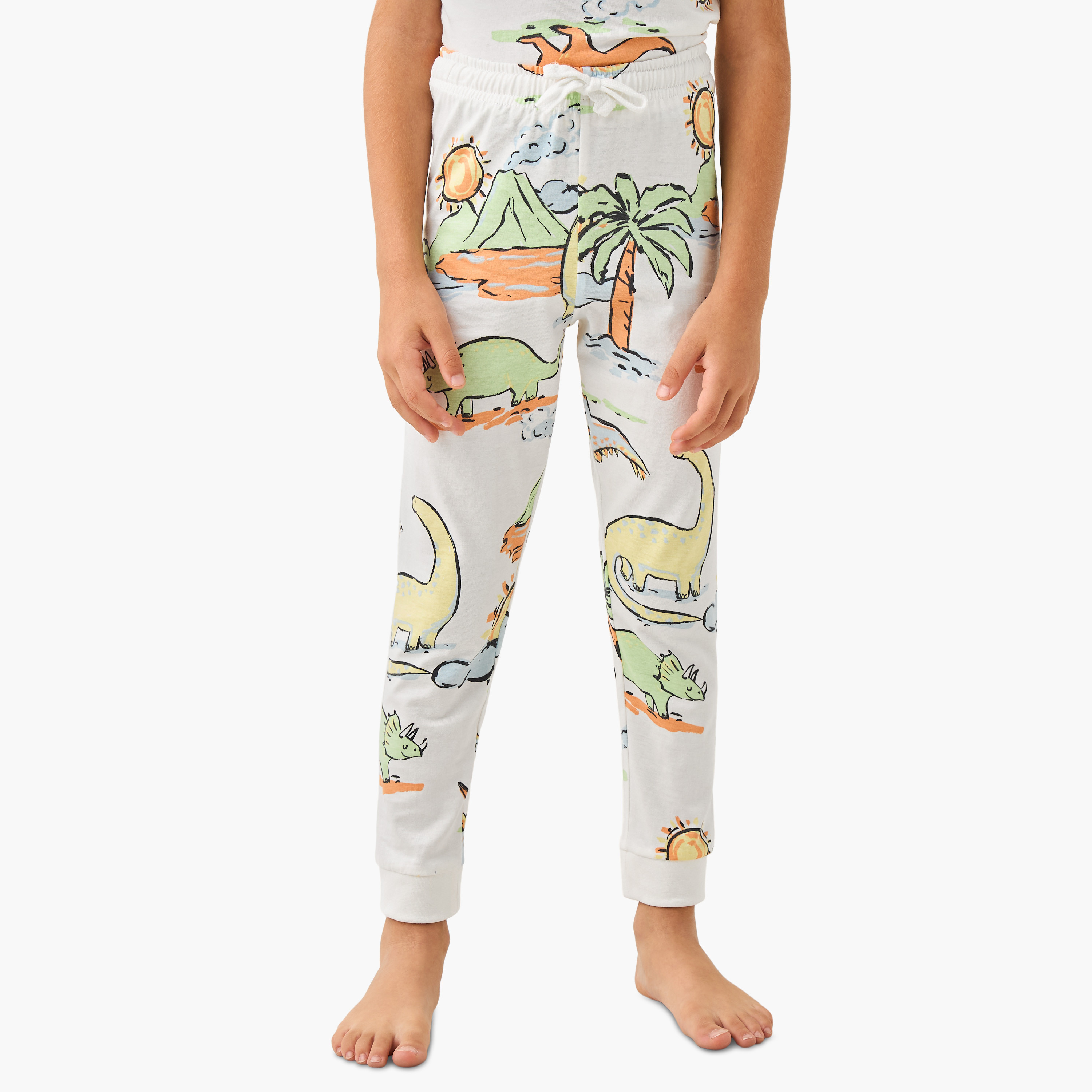 Juniors All-Over Dinosaur Print T-shirt and Pyjama Set-boys-clothing-nightwear-image-3