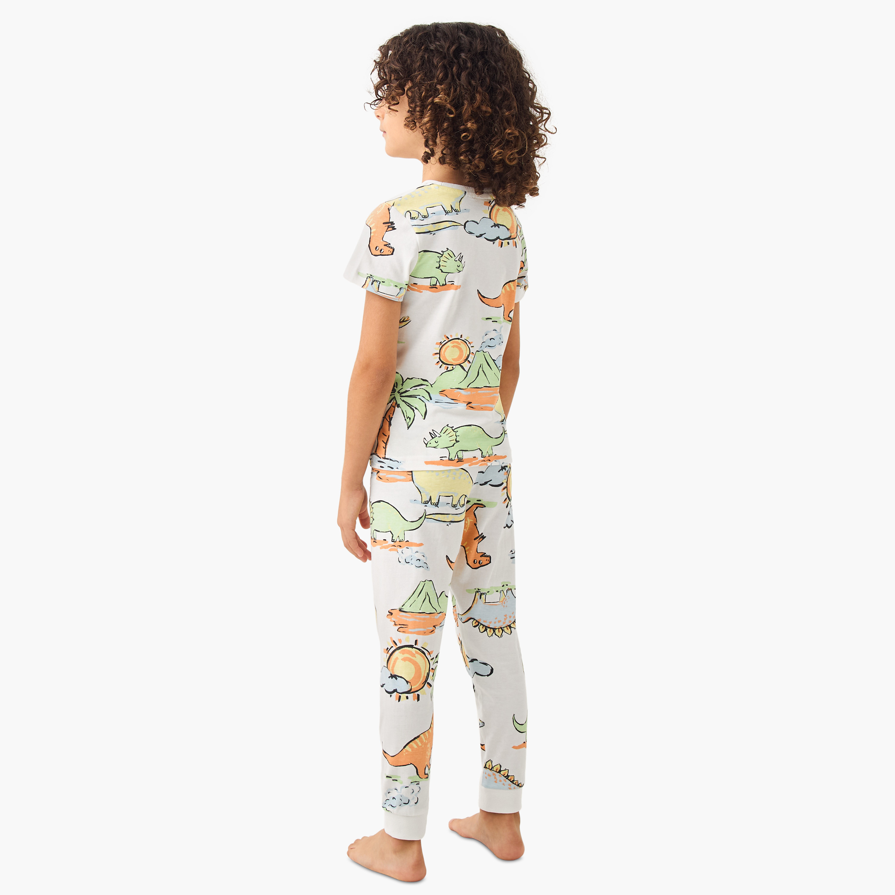 Juniors All-Over Dinosaur Print T-shirt and Pyjama Set-boys-clothing-nightwear-image-4