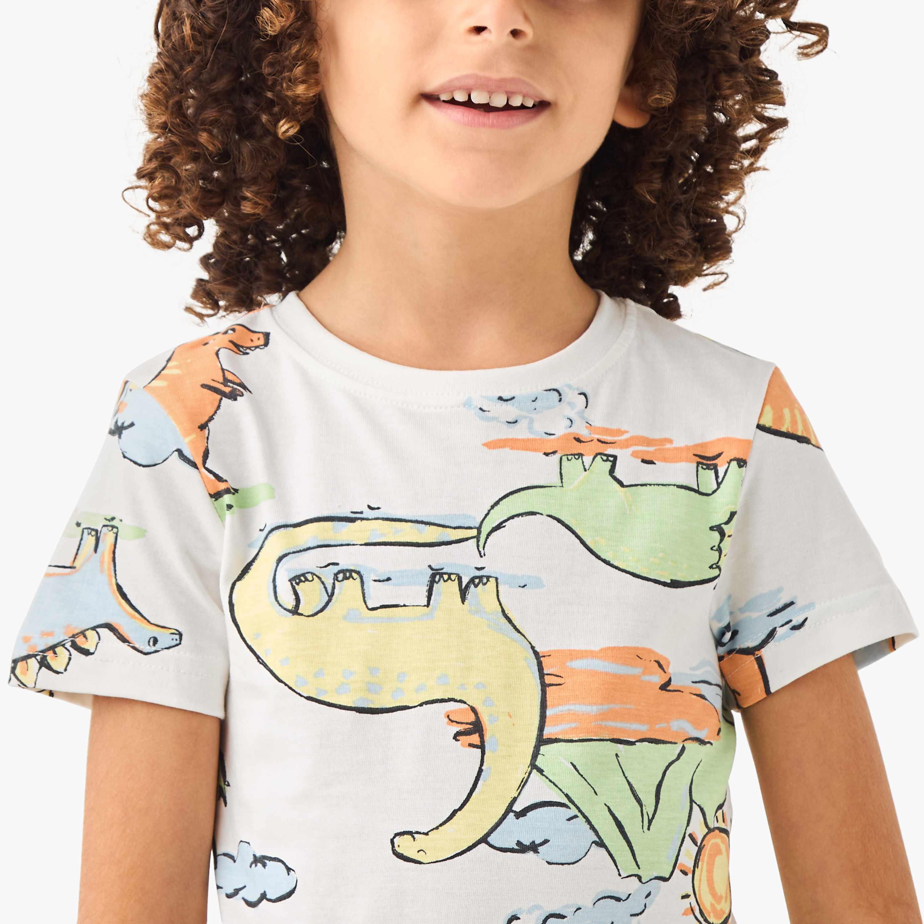 Juniors All-Over Dinosaur Print T-shirt and Pyjama Set-boys-clothing-nightwear-image-5
