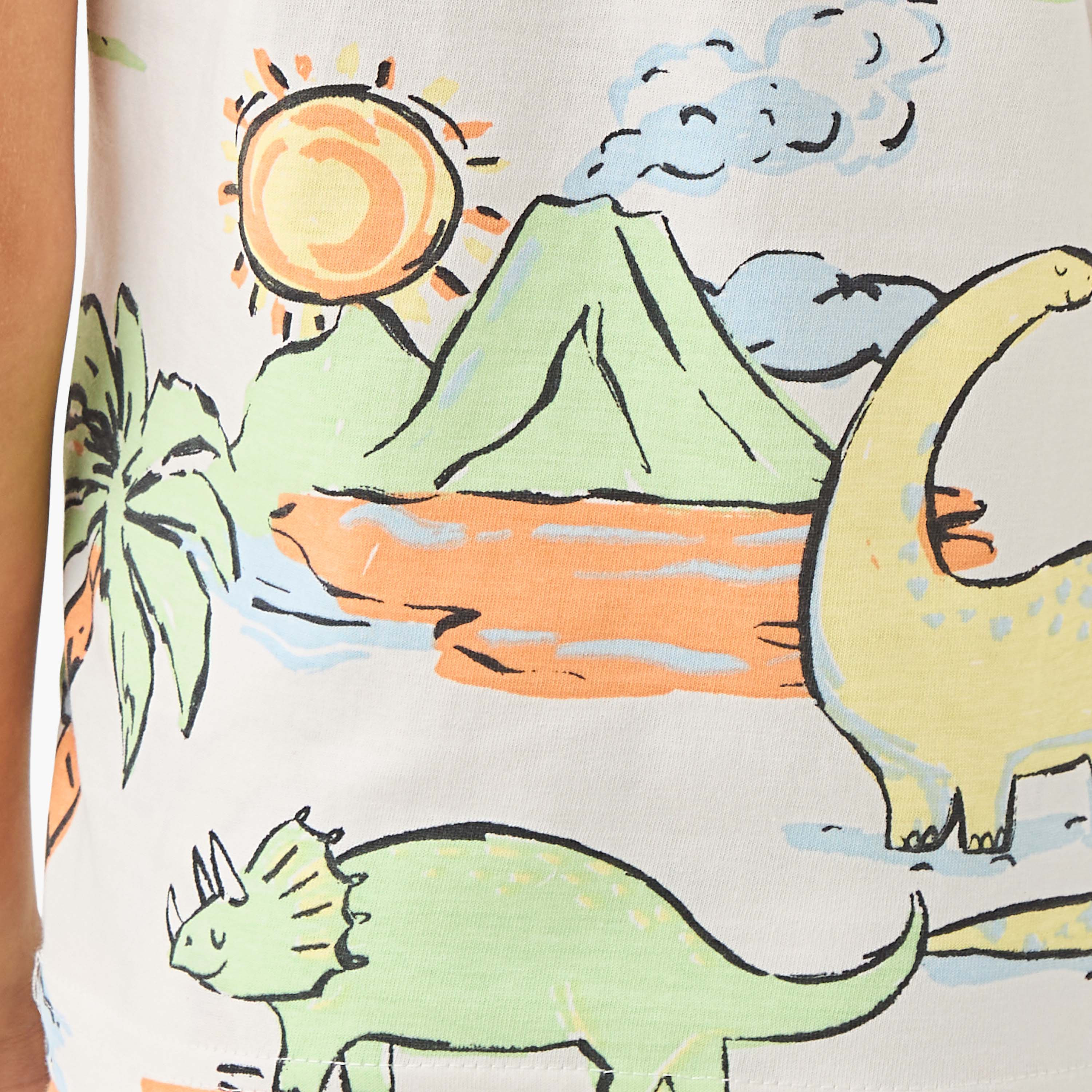Juniors All-Over Dinosaur Print T-shirt and Pyjama Set-boys-clothing-nightwear-image-6