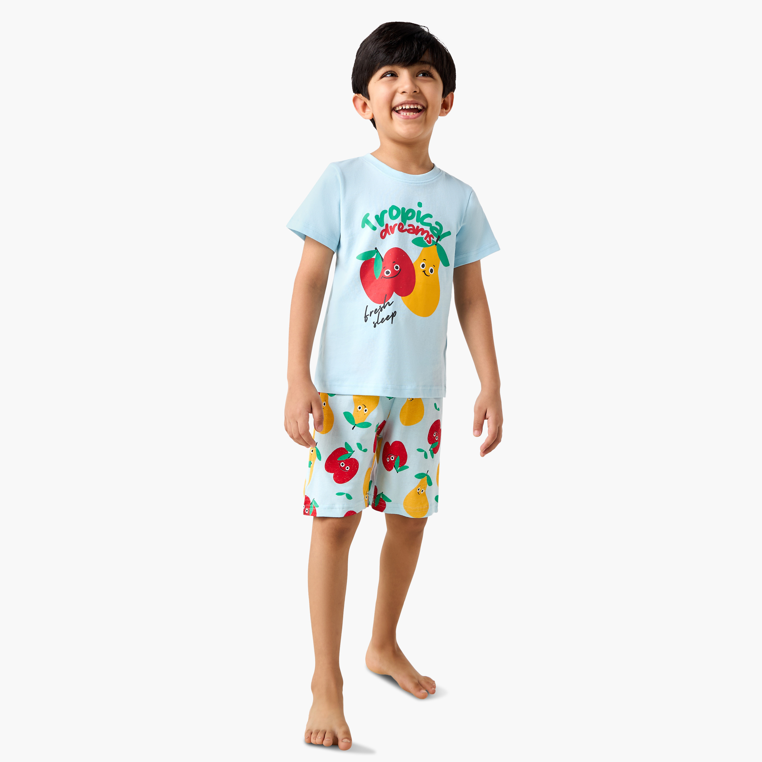 Juniors Fruit Print T-shirt and Shorts Set-boys-clothing-nightwear-image-1