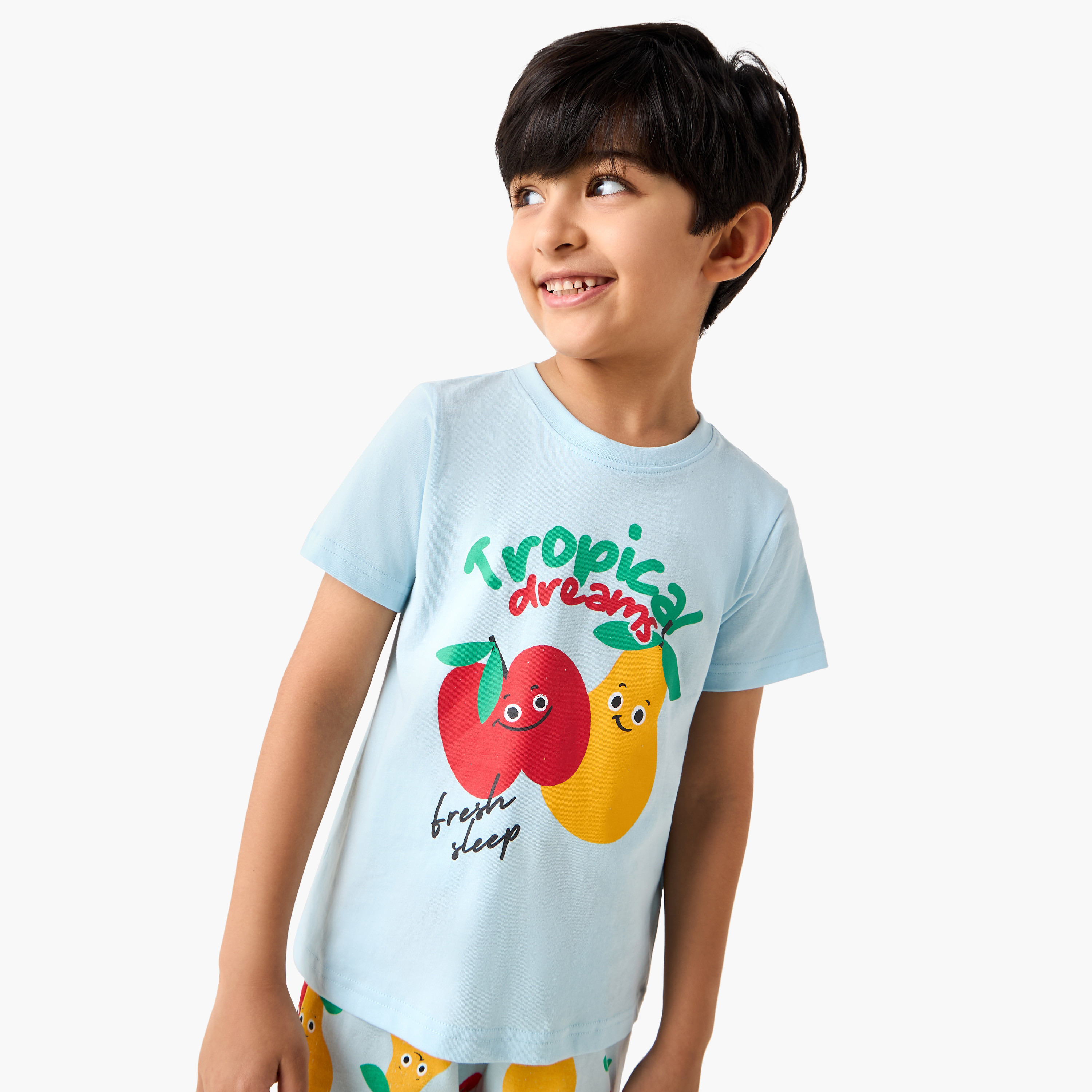 Juniors Fruit Print T-shirt and Shorts Set-boys-clothing-nightwear-image-2